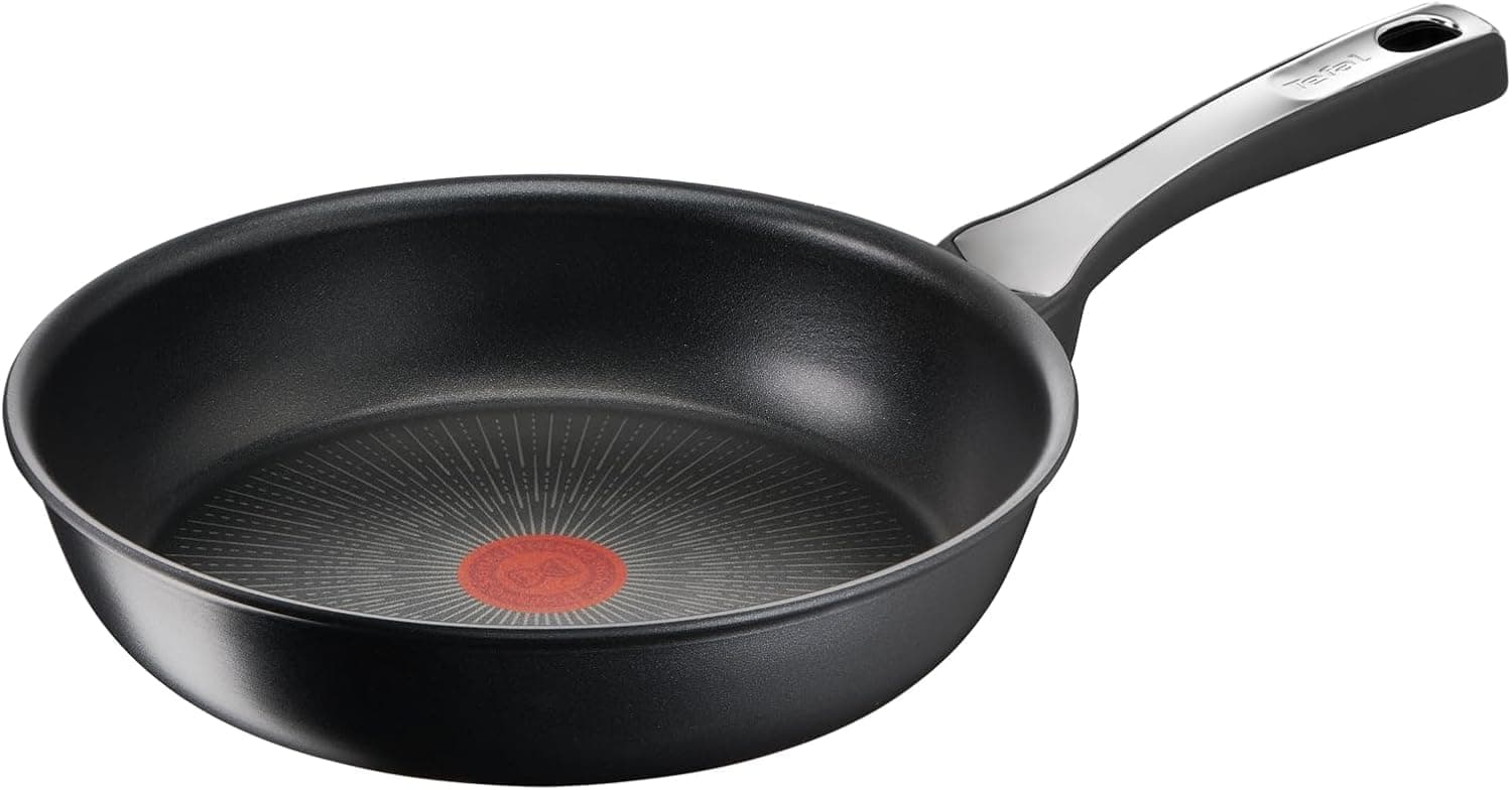 Tefal Unlimited On - Sartén de 28 cm, Apto inducción, antiadherente, revestimiento titanio, Thermo-signal, apto lavavajillas y horno, acero inoxidable