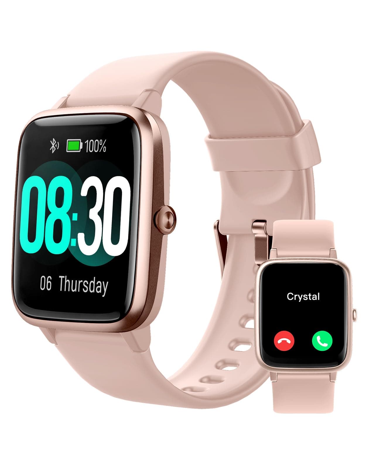 GRV Smartwatch Donna Chiamate e Risposta Orologio Fitness Contapassi Cardiofrequenzimetro da Polso Saturimetro Conta Calorie per Android iOS Ciclo Mestruale Notifiche 100 Modalità Sportivo Rosa