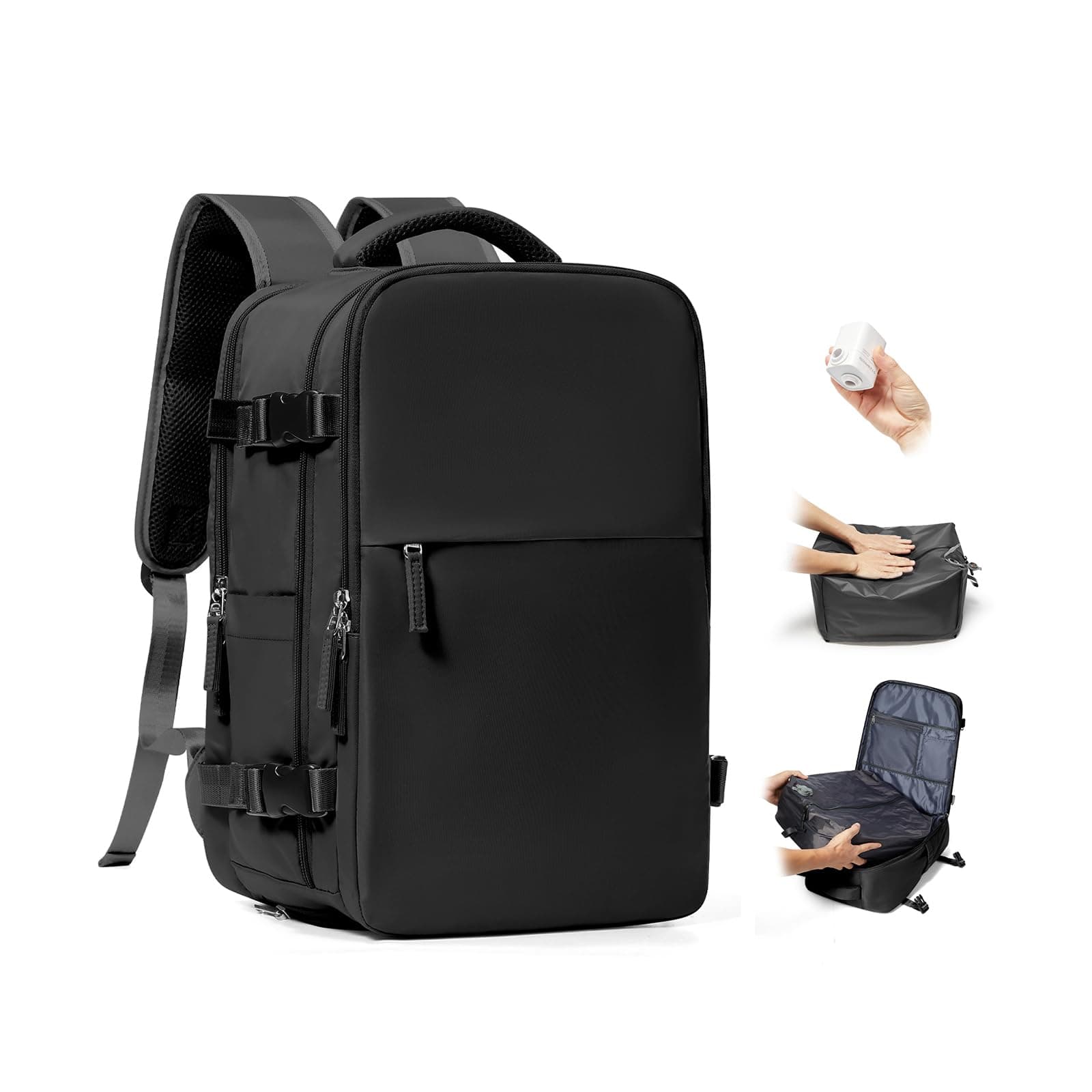 BJLFS Zaino da Viaggio con Sottovuoto Ryanair 40x30x20 Wizzair Bagaglio a mano 40x20x25 Ryanair con Pompa Borse da Cabina per Easyjet 45x36x20 con compressione sottovuoto,Zaino Casual per Laptop