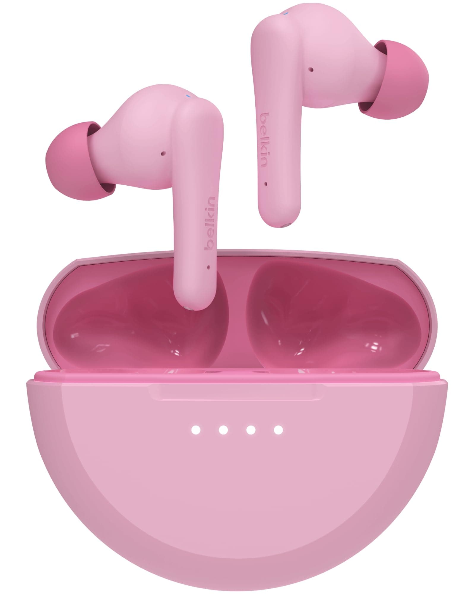Belkin SoundForm Nano 2 Bluetooth In-Ear Kinderkopfhörer mit integriertem Mikrofon, 28 Std. Akkulaufzeit, Lautstärkebegrenzung auf 85 dB, wasserfest nach IPX5, für iPhone, iPad, Galaxy usw. – Rosa