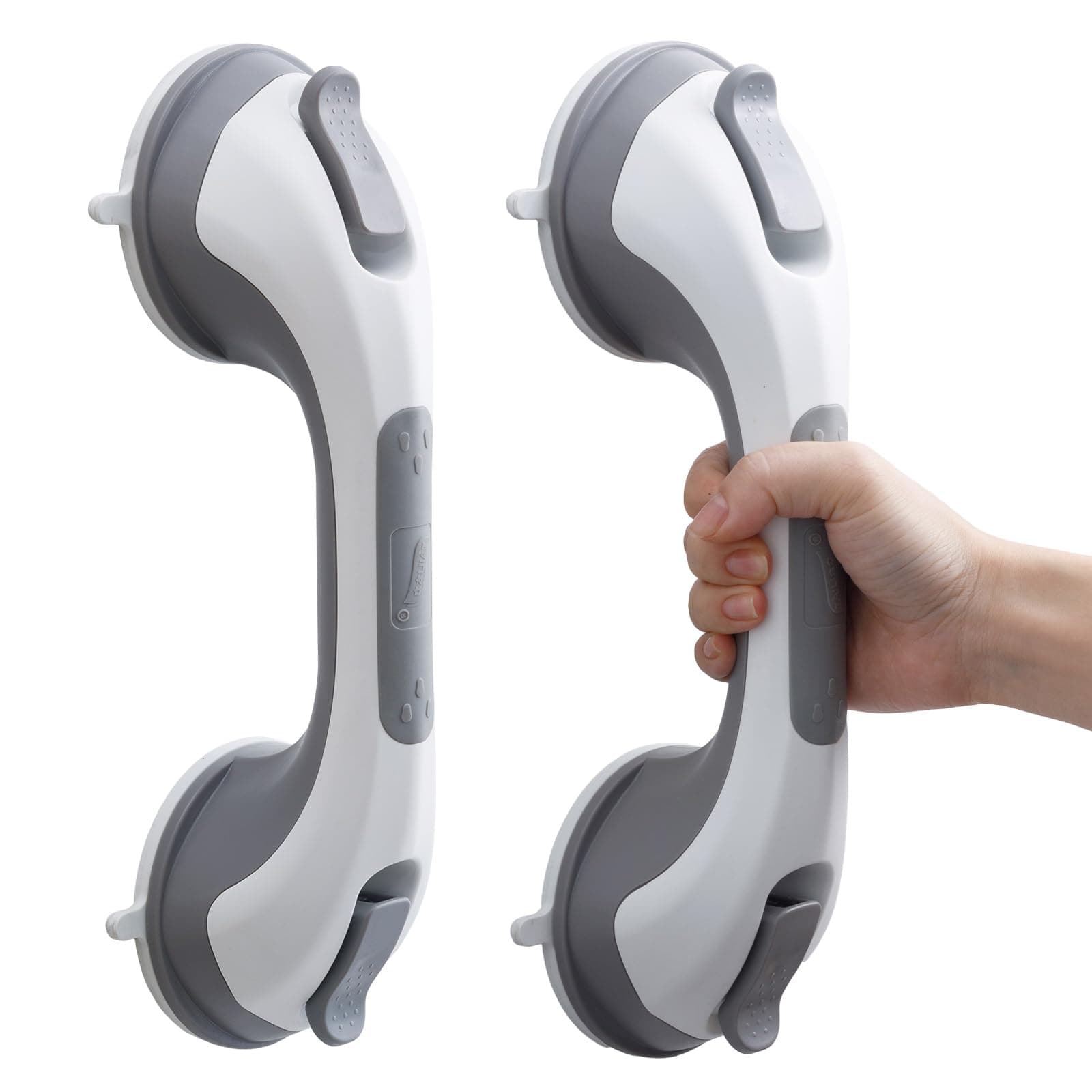 TAILI Maniglia Doccia Anziani 2 Pack, MAX 110 KG Maniglione Bagno Disabili, 31 CM Maniglie a Ventosa, Rimovibile Maniglie Doccia per Anziani, Senza Forare Handy Grasp Pro, Ausili e Sicurezza - Grigio