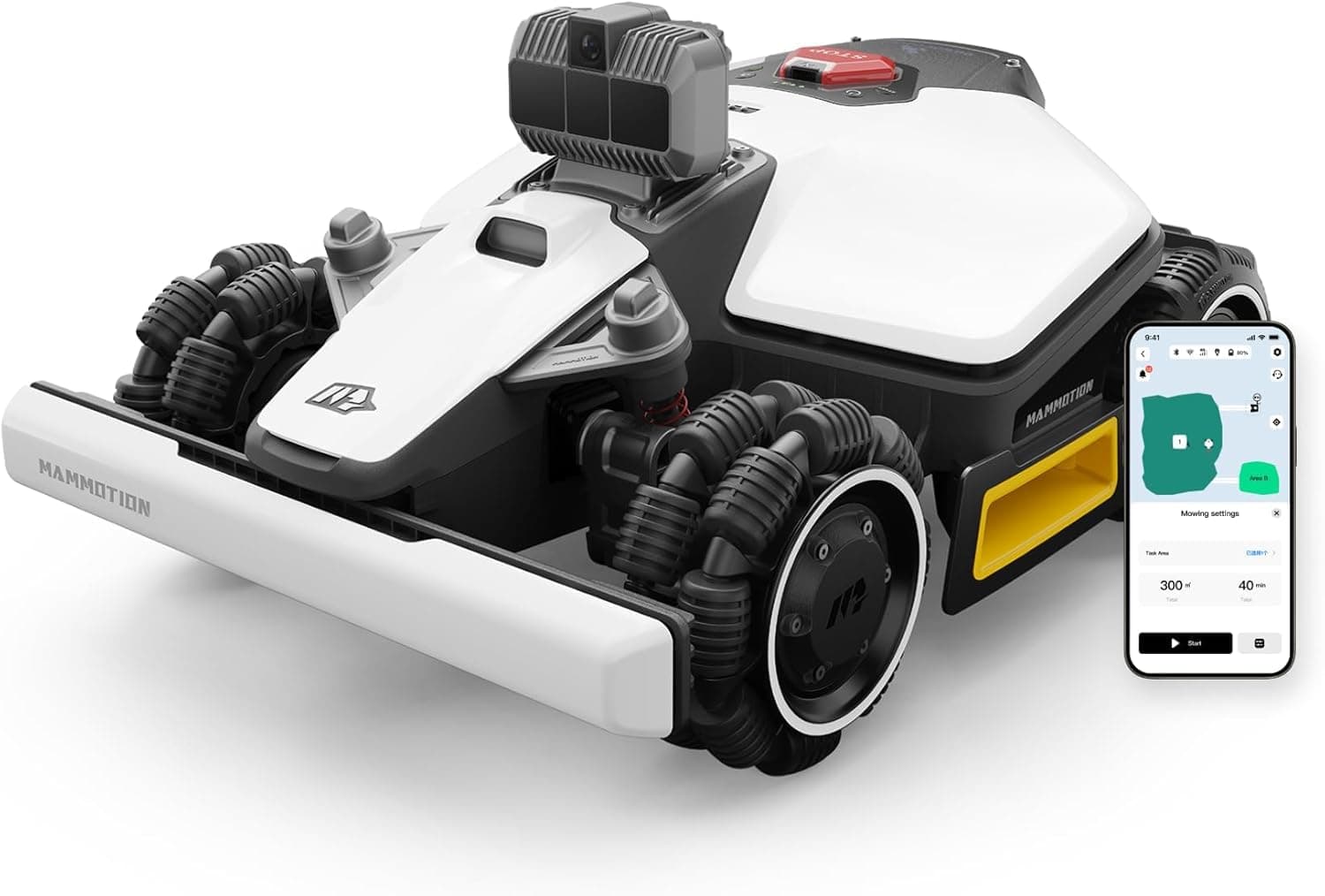 MAMMOTION LUBA Mini AWD LiDAR Robot Tondeuse sans Fil Périphérique pour 1500 m², LiDAR 3D + Vision IA + NetRTK, sans Antenne RTK, Cartographie Auto, Pente jusqu'à 80%, 3 Ans de 4G Inclus