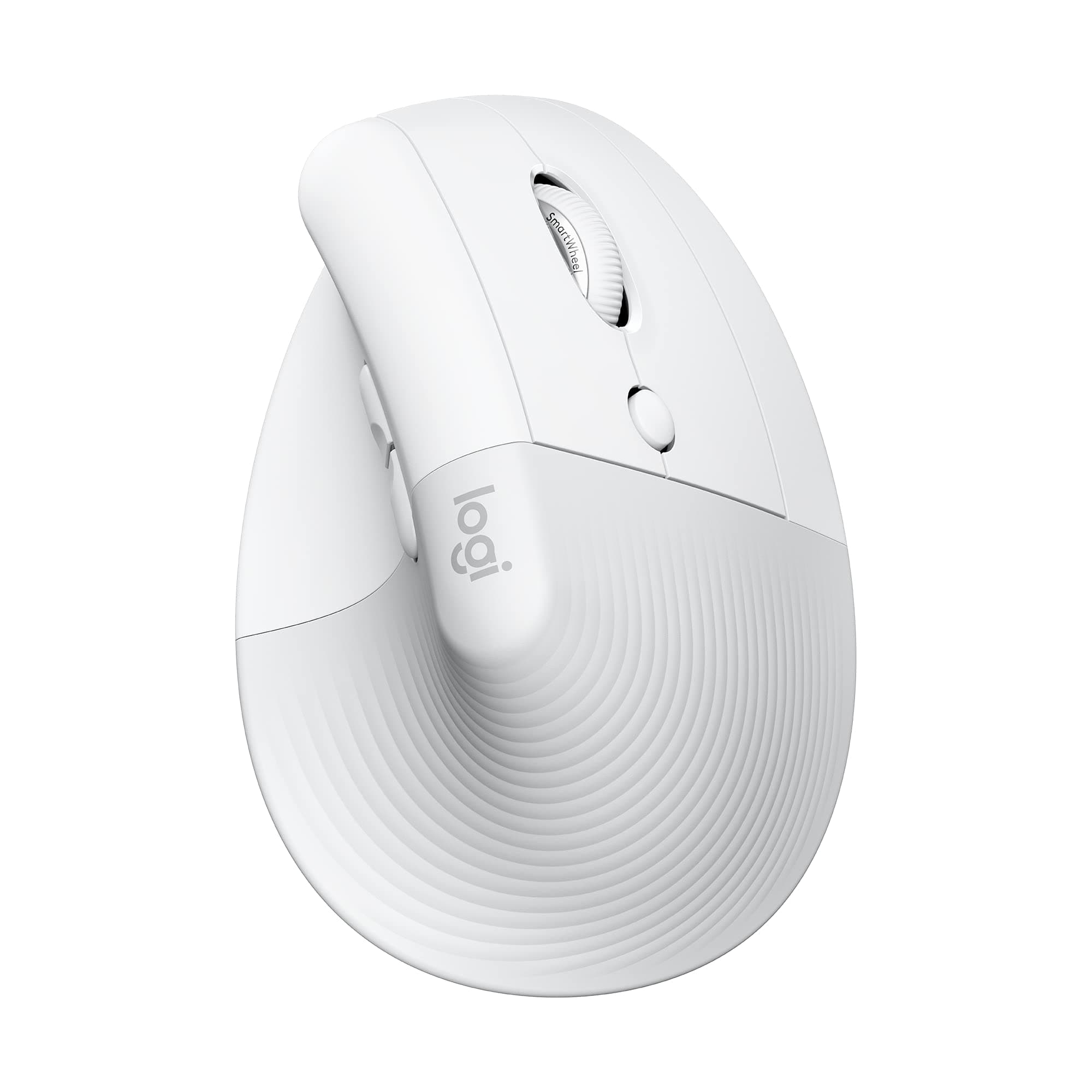 Logitech Lift Souris Ergonomique Verticale, sans Fil, Bluetooth ou récepteur USB Logi Bolt, Silencieuse, 4 Boutons, Compatible avec Windows/macOS/iPadOS, Ordinateur Portable, PC - Blanc