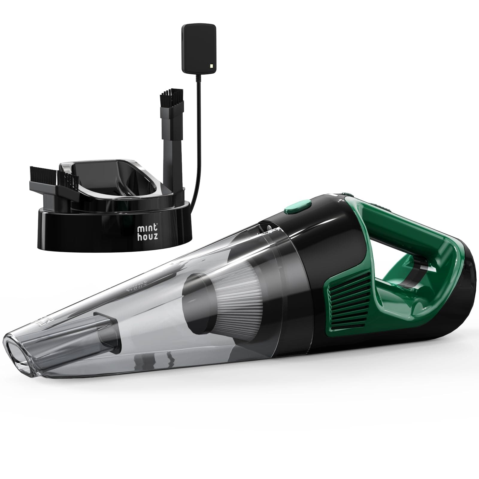 Minthouz Aspirateur A Main, Aspirateur De Table Puissant sans Fil 120 W, Charge Rapide, Autonomie De 30 Minutes, avec LumièRe LED, Convient pour La Maison, La Voiture, Le Bureau