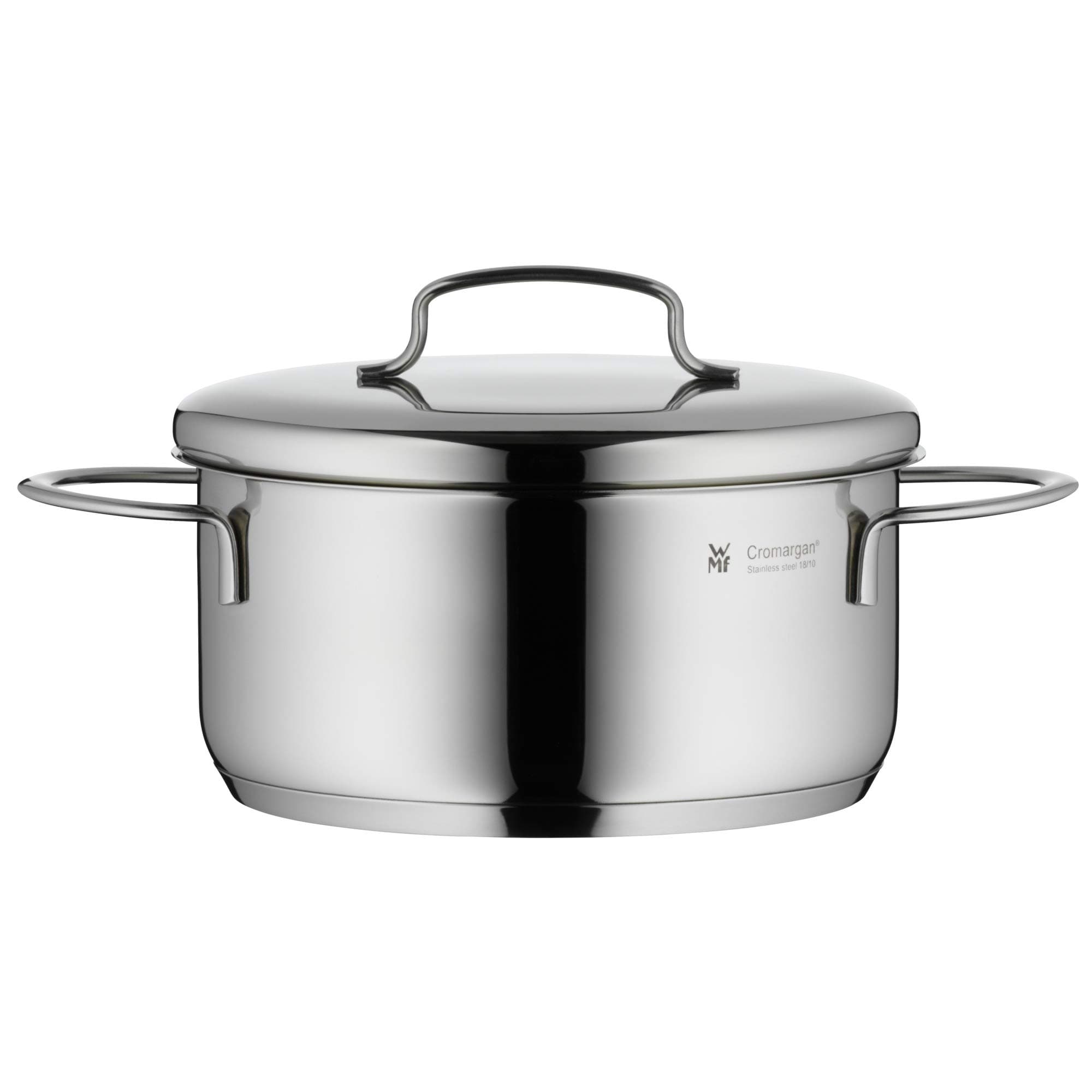WMF Mini Kochtopf klein 16cm, Metalldeckel, Bratentopf Induktion 1,5l Volumen, Topf 16cm, Cromargan Edelstahl poliert, stapelbar, für kleine Portionen, Singlehaushalte