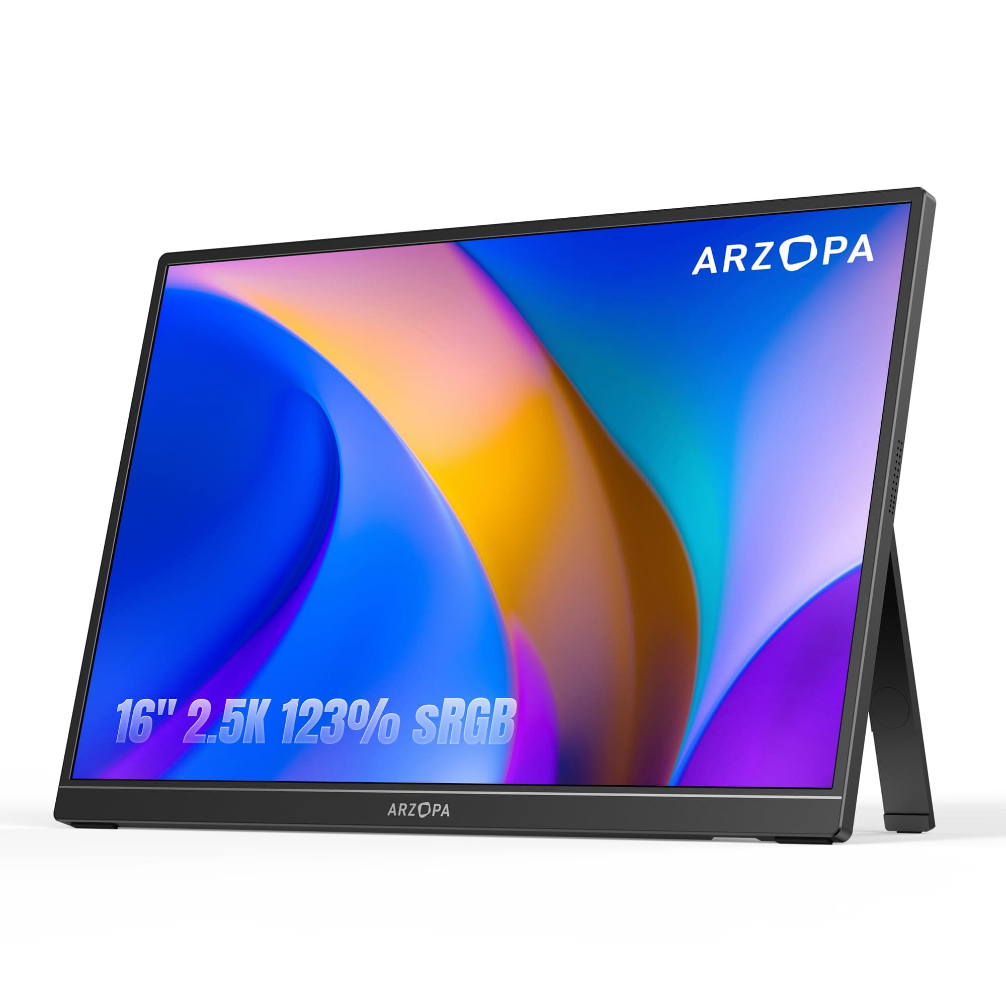 ARZOPA Monitor Portatile 16" 2.5K | Display IPS 123% sRGB 350 Nit 10bit | Schermo Produttività 16:10 per Laptop, Mac, PC, Telefono | USB-C e HDMI - Z1RC