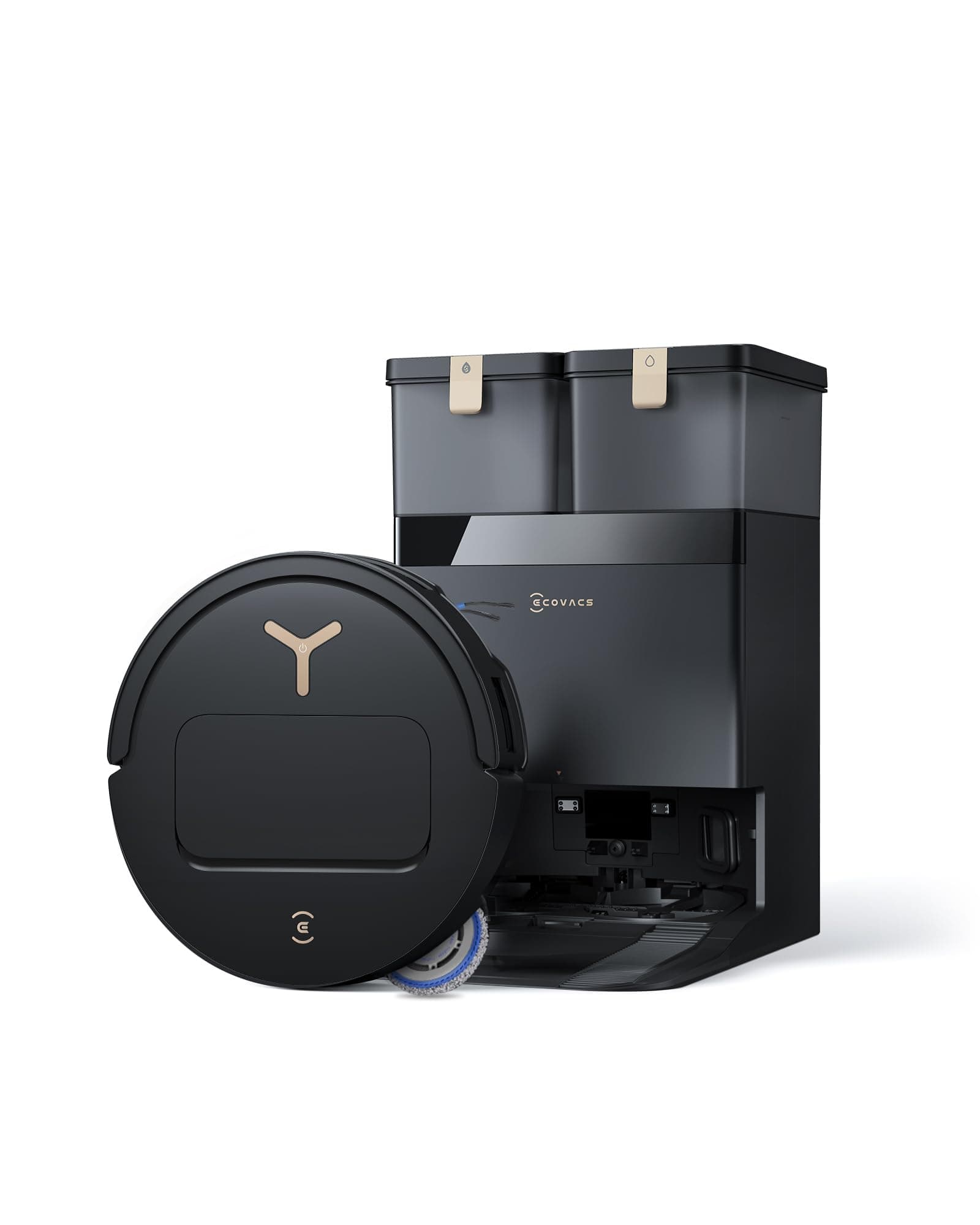 ECOVACS DEEBOT T50 PRO Omni Gen3 Saugroboter mit Wischfunktion, 25.000 Pa, AIVI 3D 3.0, autom. Zugabe v. Reinigungslösung, Reinigung des Mopps bei 75°C, Heißlufttrocknung, 81 mm, Glanzschwarz