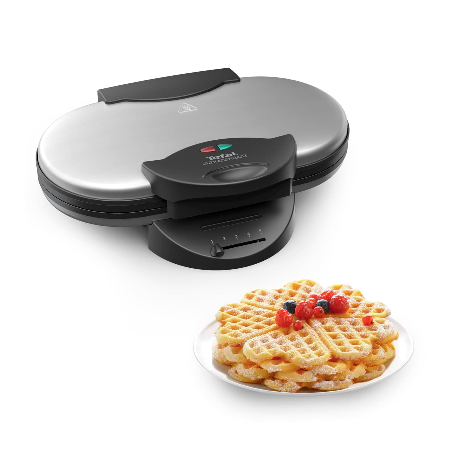 Tefal Doppel-Herzwaffeleisen WM311D, Stufenloser Temperaturregler für Bräunung nach Wunsch, Antihaftbeschichtete Platten, Teigauffang-Vorrichtung, 1200W,‎ 37 x 11.4 x 28.5 cm