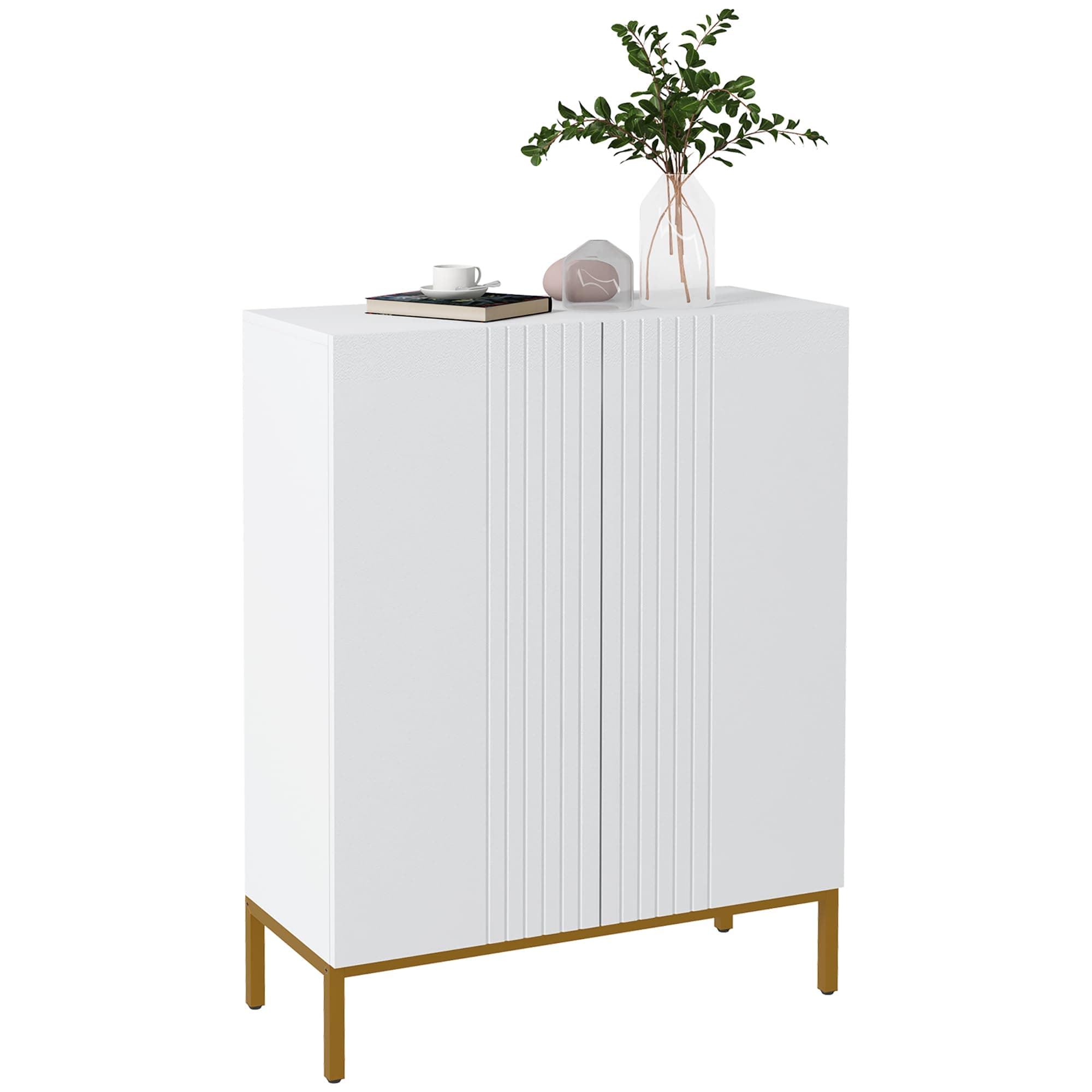 HOMCOM Meuble à Chaussures 20 Paires, Armoire à Chaussures Moderne avec Portes à Fermeture Douce, étagères réglables et Pieds en Acier, pour entrée, Couloir, Salon, Blanc