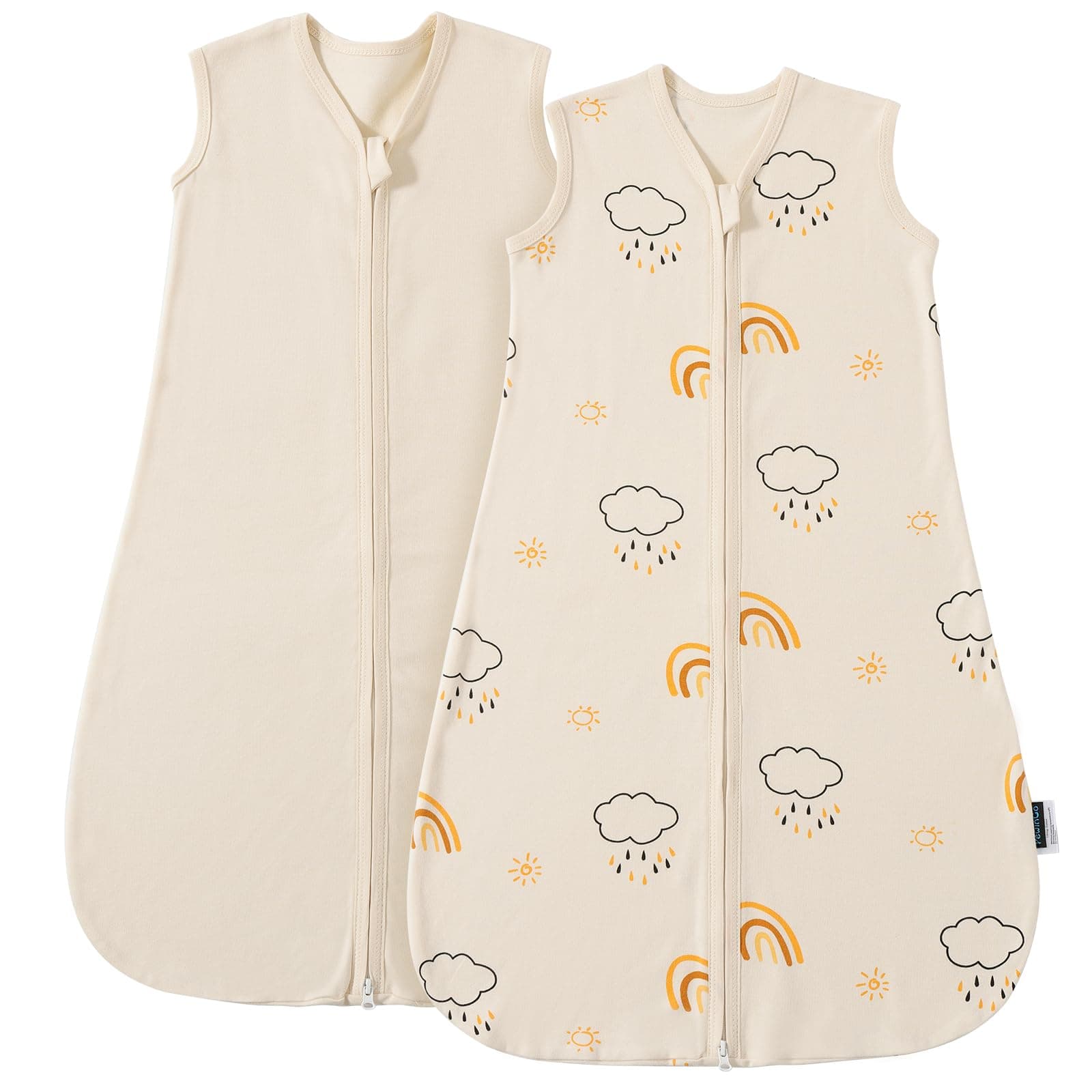 PewinGo 0.5 TOG Sacco Nanna Neonato 0-6 Mesi 2 Pezzi in Cotone Biologico | Certificato OEKO-TEX, Cerniera Doppia, Morbido e Traspirante, Lavabile in Lavatrice
