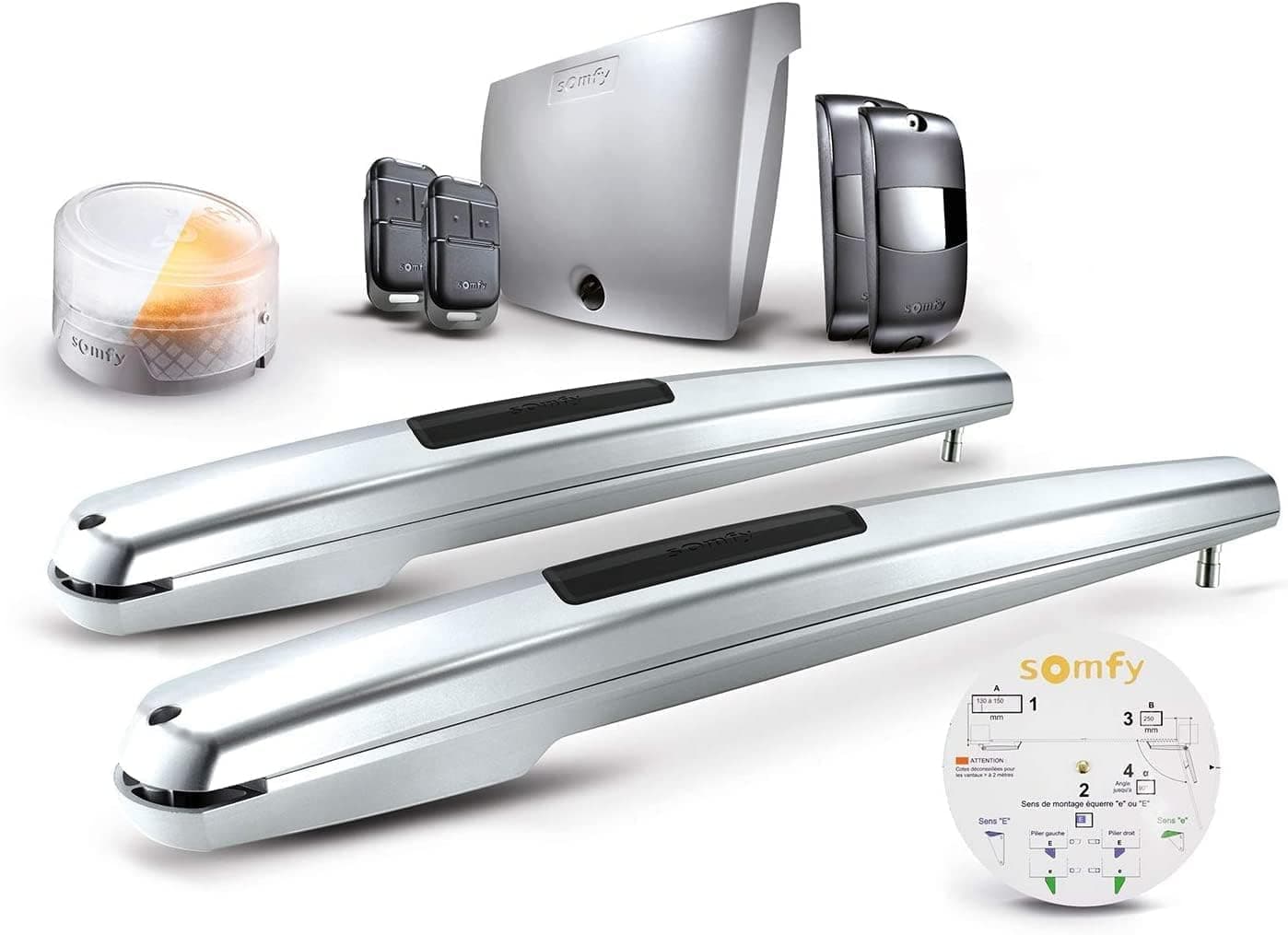 Somfy 1240653 - Motorisation Exavia Star à vis pour portail battant, Motorisation pour portail battant facile à installer, Sécurité avec détection d'obstacles, Vantaux max : 2,50 m (L) et 2 m (H)