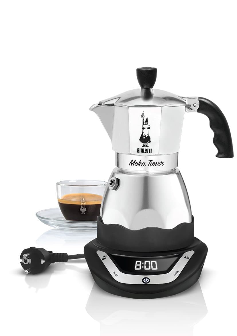 Bialetti Moka Timer, Caffettiera Elettrica Con Timer Incorporato, 3 Tazze, Nero, ‎25 x 22 x 20 cm, 453.59 grammi