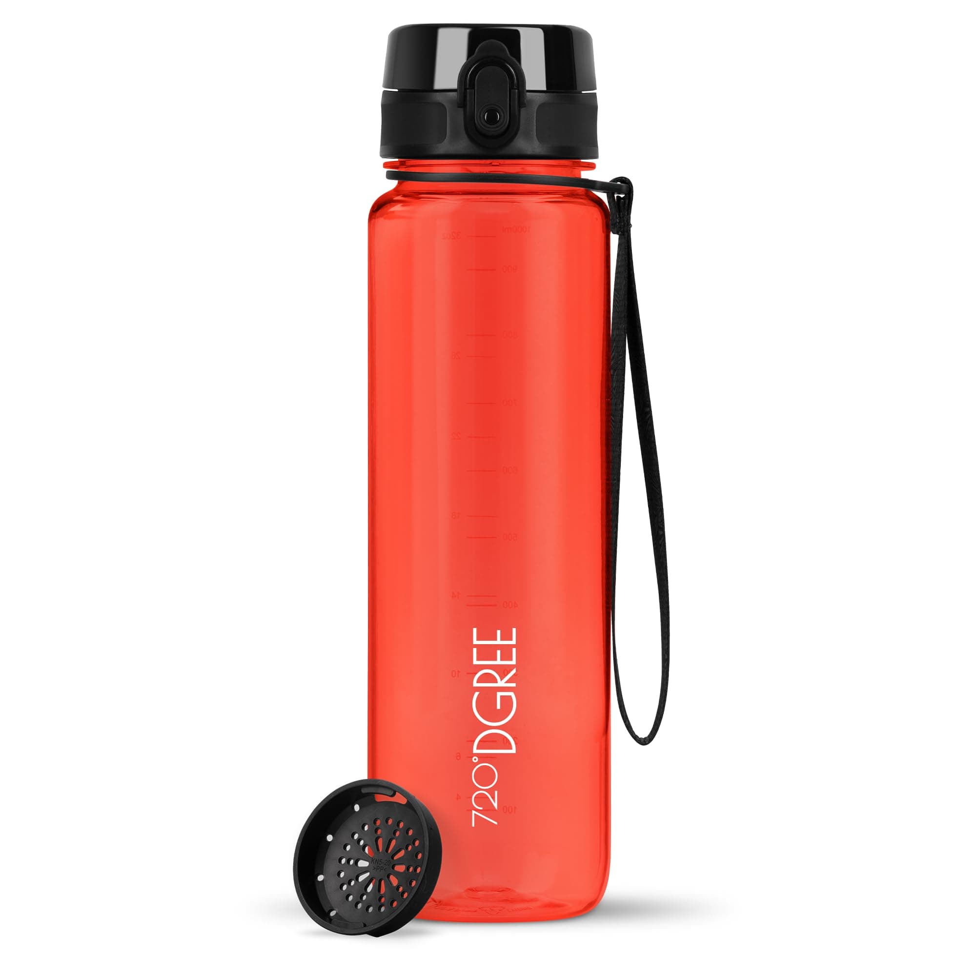 720°DGREE Trinkflasche “uberBottle“ +Sieb - 350ml, 500ml, 650ml, 1000ml, 1,5l, 2l - BPA-Frei - Wasserflasche für Sport, Schule, Kinder, Fitness, Gym, Fahrrad, Outdoor - Leichte Tritan Sportflasche