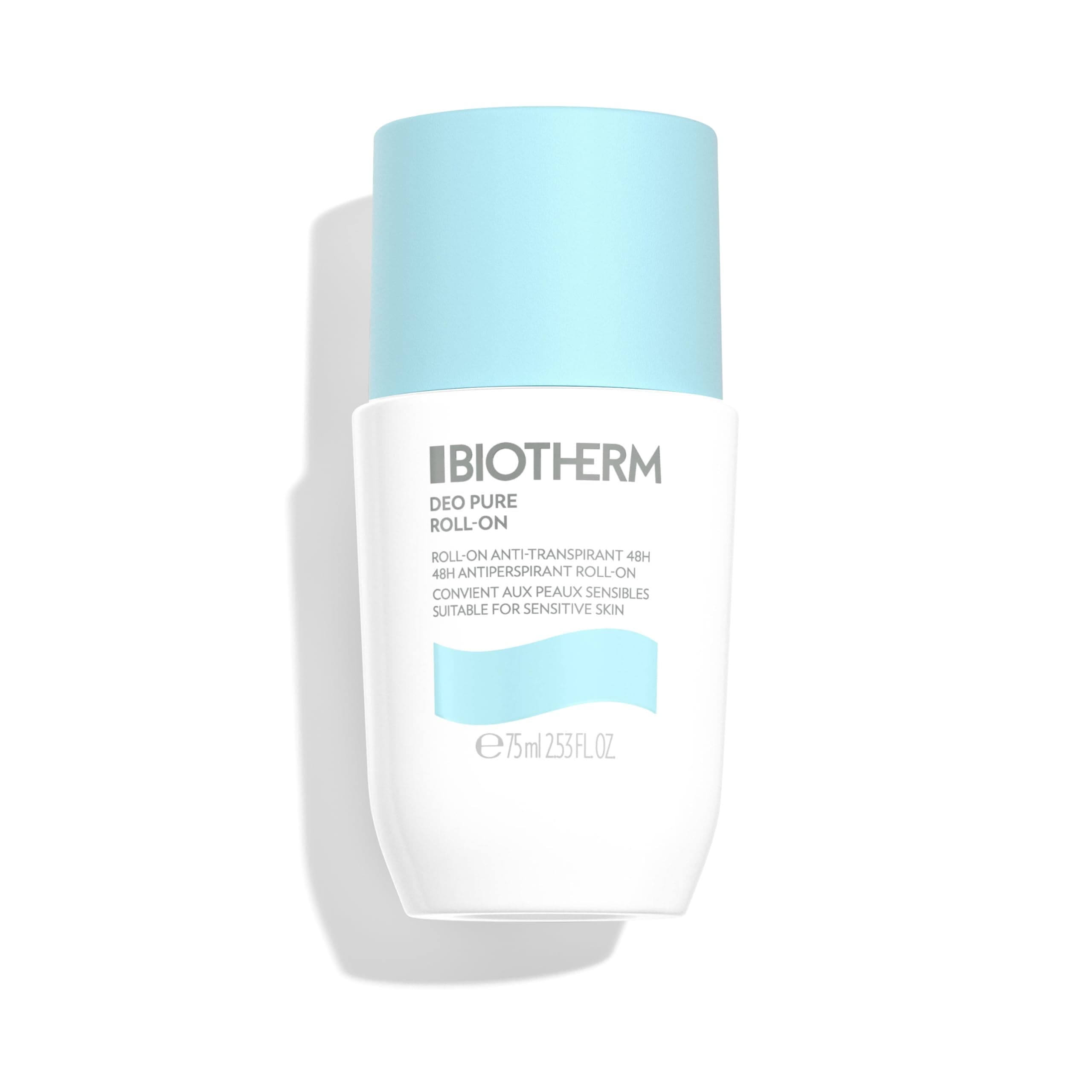 Biotherm Deo Pure Roll-On, 48 H Anti-Transpirant, wirksamer Schutz vor Schweißgeruch, für empfindliche Haut und alle Hauttypen, wirkt pflegend und beruhigend, 75 ml