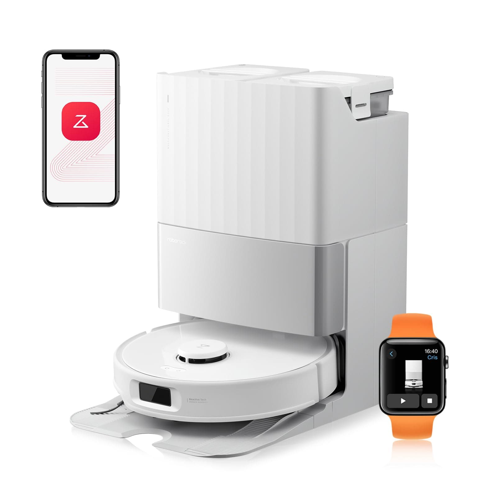 roborock Qrevo Edge S5A Saugroboter mit Wischfunktion,Dual Anti-Tangle-System,18.500Pa,FlexiArm Design Kantenreinigung, Hebarem Wischmopp,75℃ Heißwasser-Moppwäsche (Weiß)