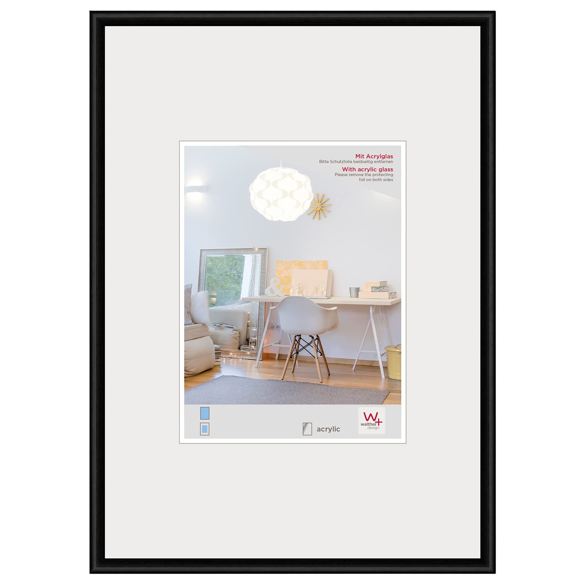 walther design nera 59,4 x 84 cm (DIN A1)con vetro artistico, cornice in plastica New Lifestyle KVX684B