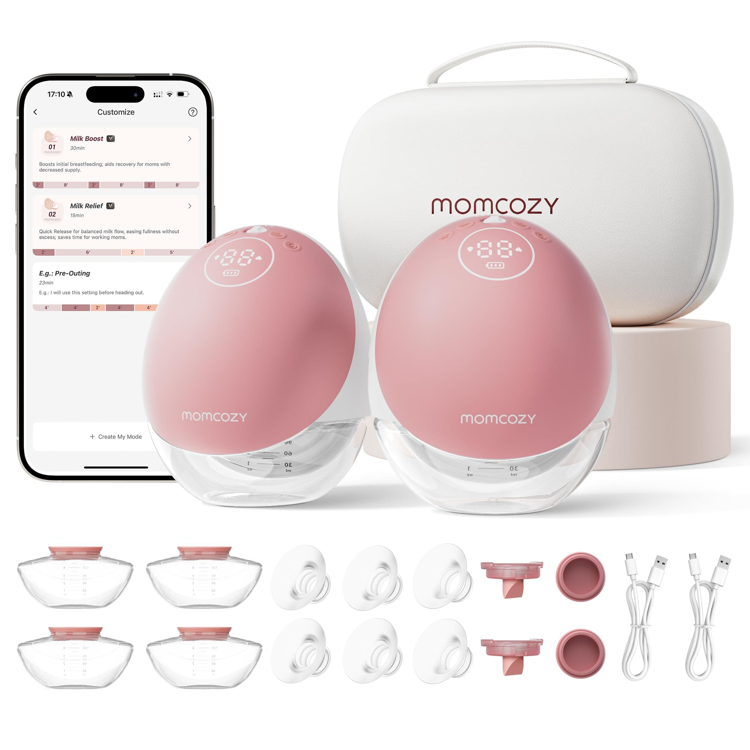 Momcozy Sacaleches Manos Libres Mobile Flow | M9 Mejorado, Eléctrico y Controlado por App, Múltiples Modos & 15 Niveles, Sacaleches Portátil, 24 mm