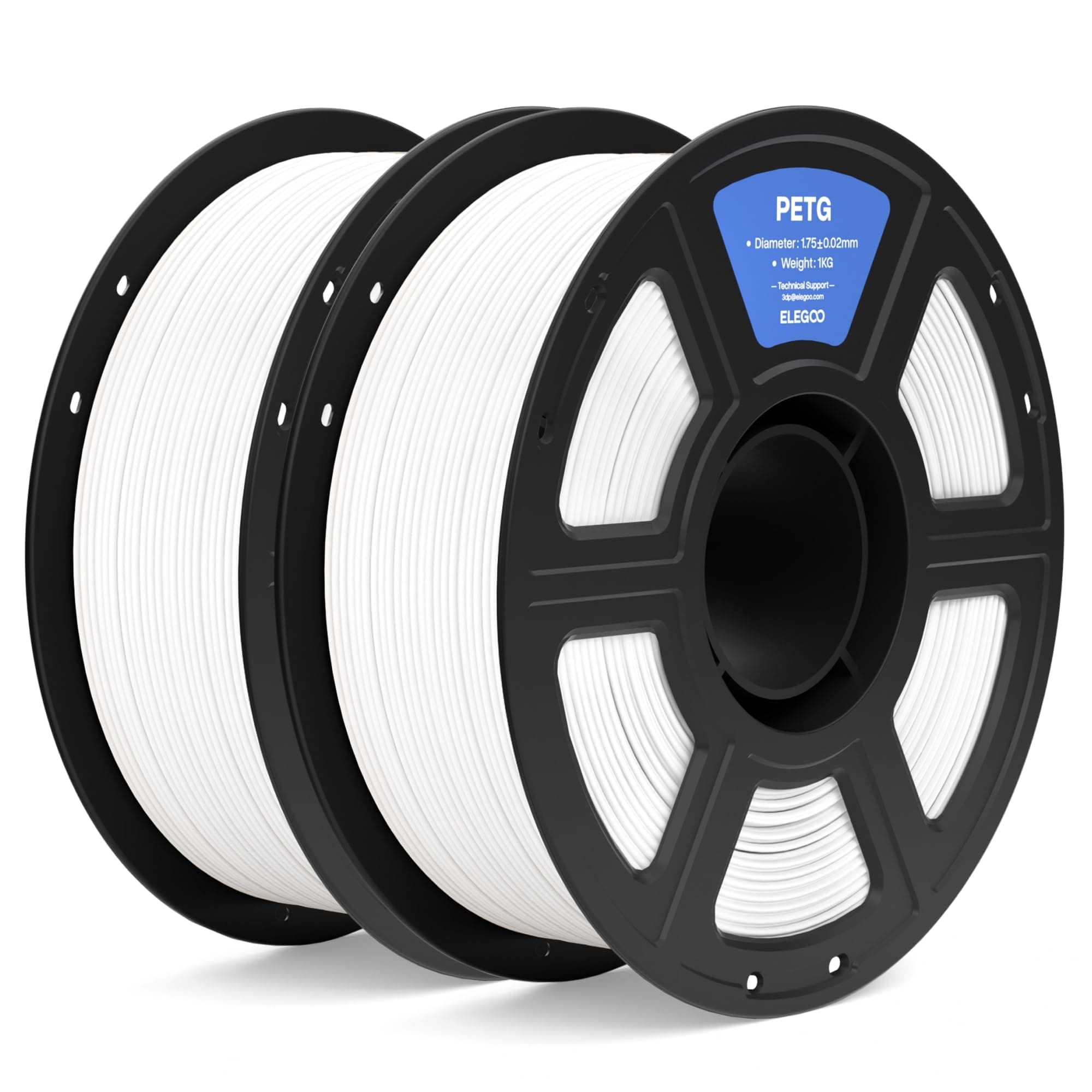 ELEGOO PETG Filament 1,75 mm Weiß 2 KG, 3D-Drucker-Filament, Maßgenauigkeit +/- 0,02 mm, 1-kg-Spule (2.2 lbs), Filament-3D-Druckmaterialien Passend für die Meisten 3D Printer