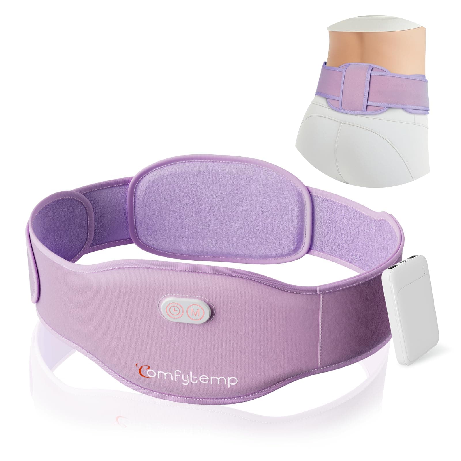 Comfytemp Ceinture Menstruelle Chauffante Grande Taille, avec 5000mAh, pour le Ventre et le Dos Pendant les Règles, 150x16cm, Ceinture Chauffage sans Fil, pour les Mères et les Femmes