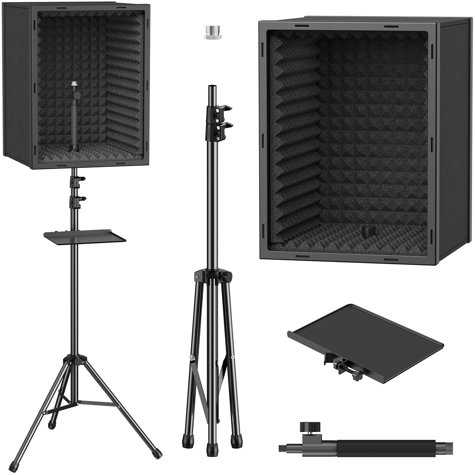 TONOR Panneau D'isolation pour Microphone de Studio, Boîte en Mousse Acoustique Encadrée pour Enregistrement Professionnel, Trépied de Filtre de Microphone pour Absorption Acoustique, 190 cm