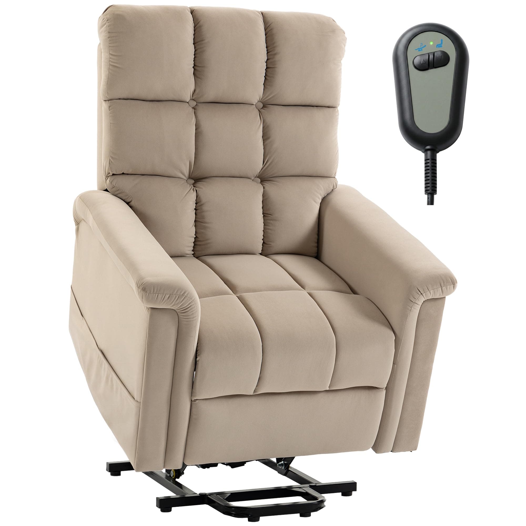 HOMCOM Fauteuil Releveur Électrique Dossier Inclinable Marron | Fauteuil Relax Électrique, Velours, Coussin à Ressorts, Télécommande, Poches Latérales et Repose-Pieds, pour Personnes Âgées