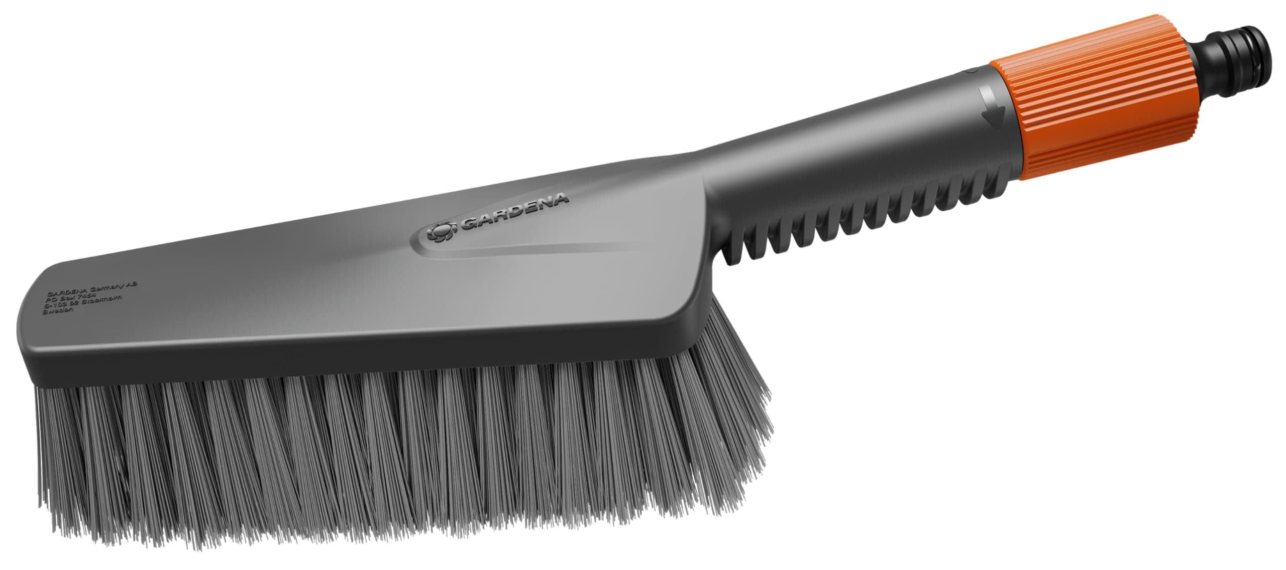 Gardena Cleansystem Handbürste M Soft: Reinigungsbürste mit Schlauchanschluss, mittlere Ausführung, flach, für kleinere und empfindliche Oberflächen, mit Durchflussregulierung (18841-20)