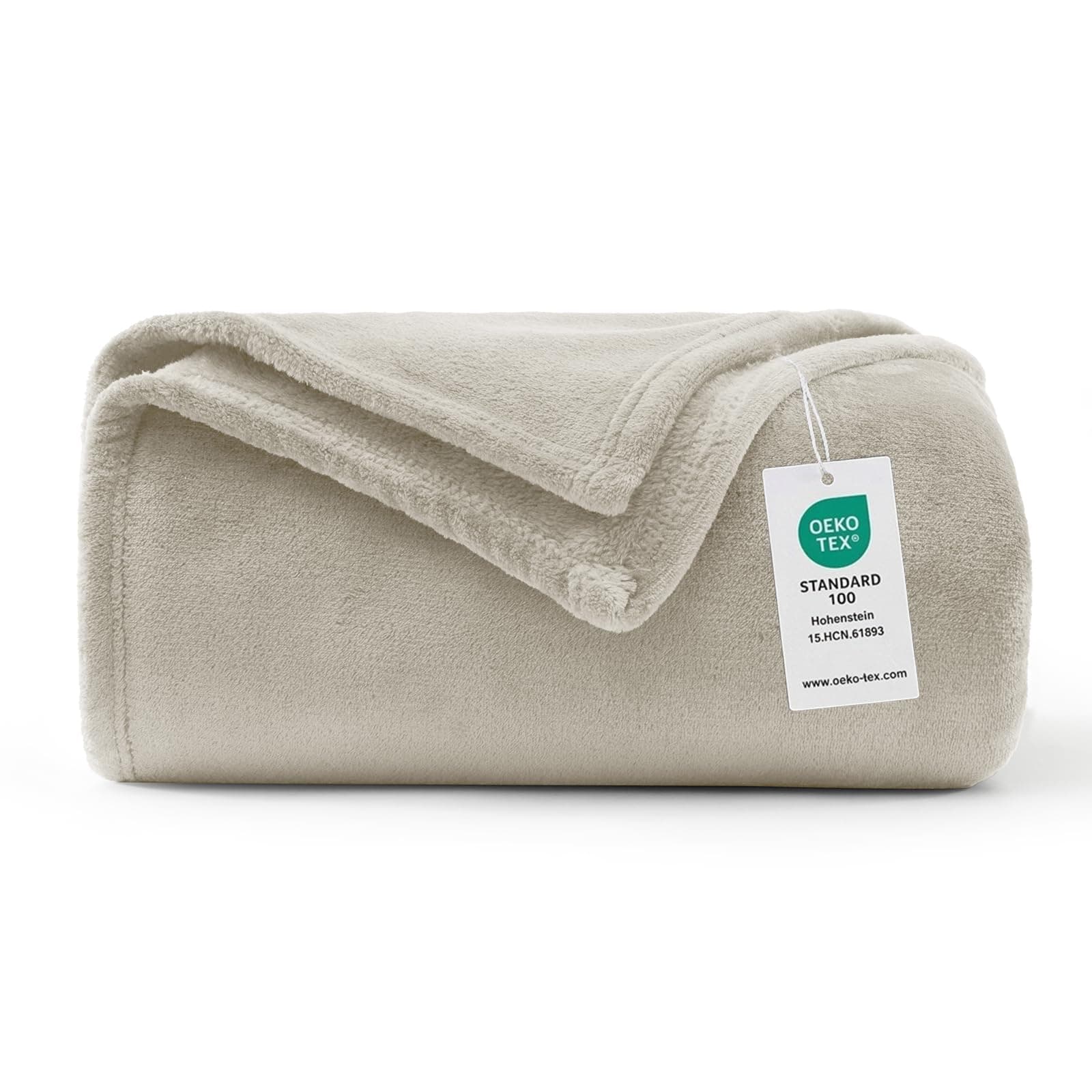 WAVVE Coperta Plaid Pile di Flanella 260gsm - 150x200 cm, Beige - Coperta Pelosa 200x150 - Divano/Letto Singolo/Matrimoniale, Copridivano di Microfibra Calda e Morbida