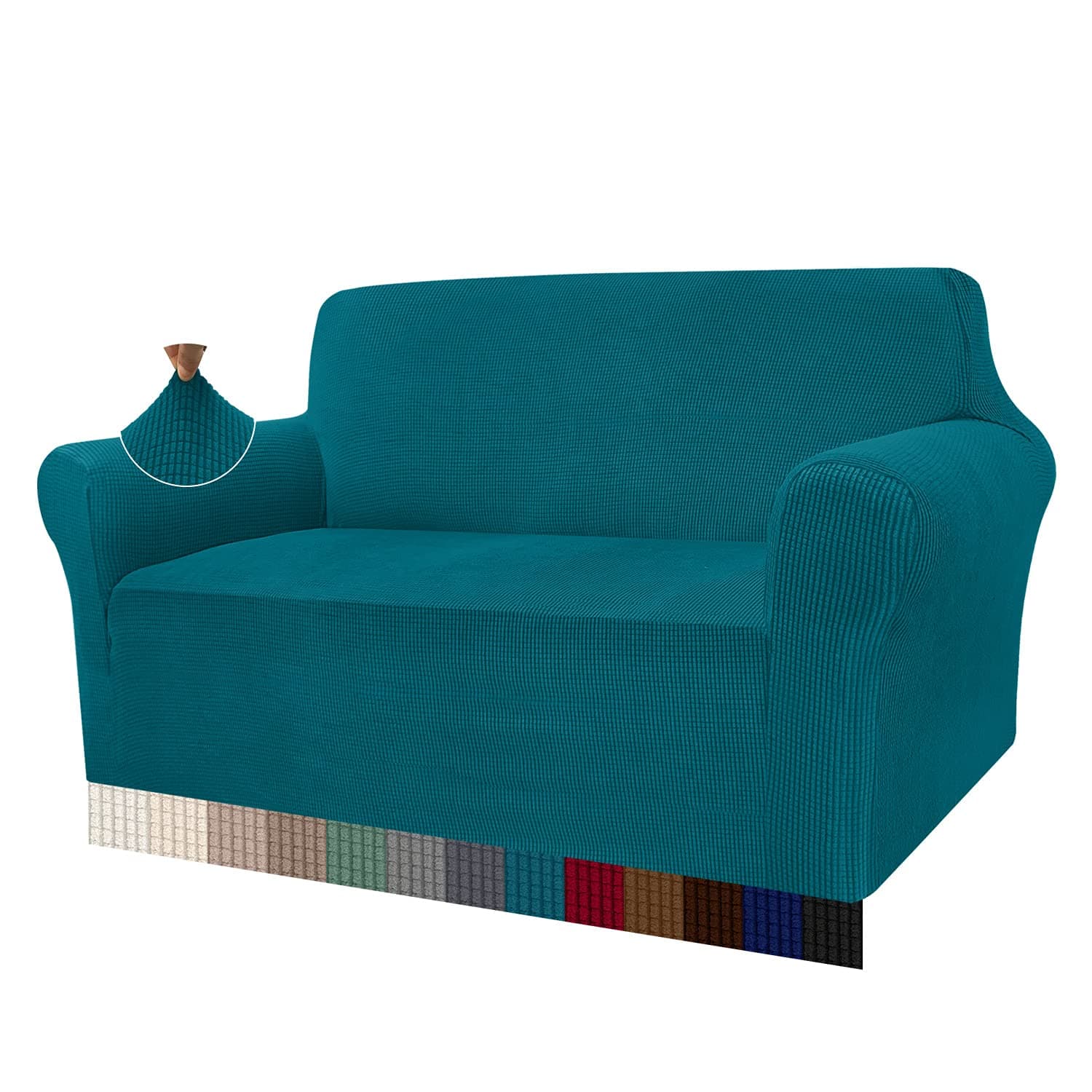 Granbest, copridivano Elasticizzato ad Alta Elasticità, Moderna, in Jacquard, per Soggiorno, Protezione per Cani e Animali Domestici (2 posti, Verde Blu)