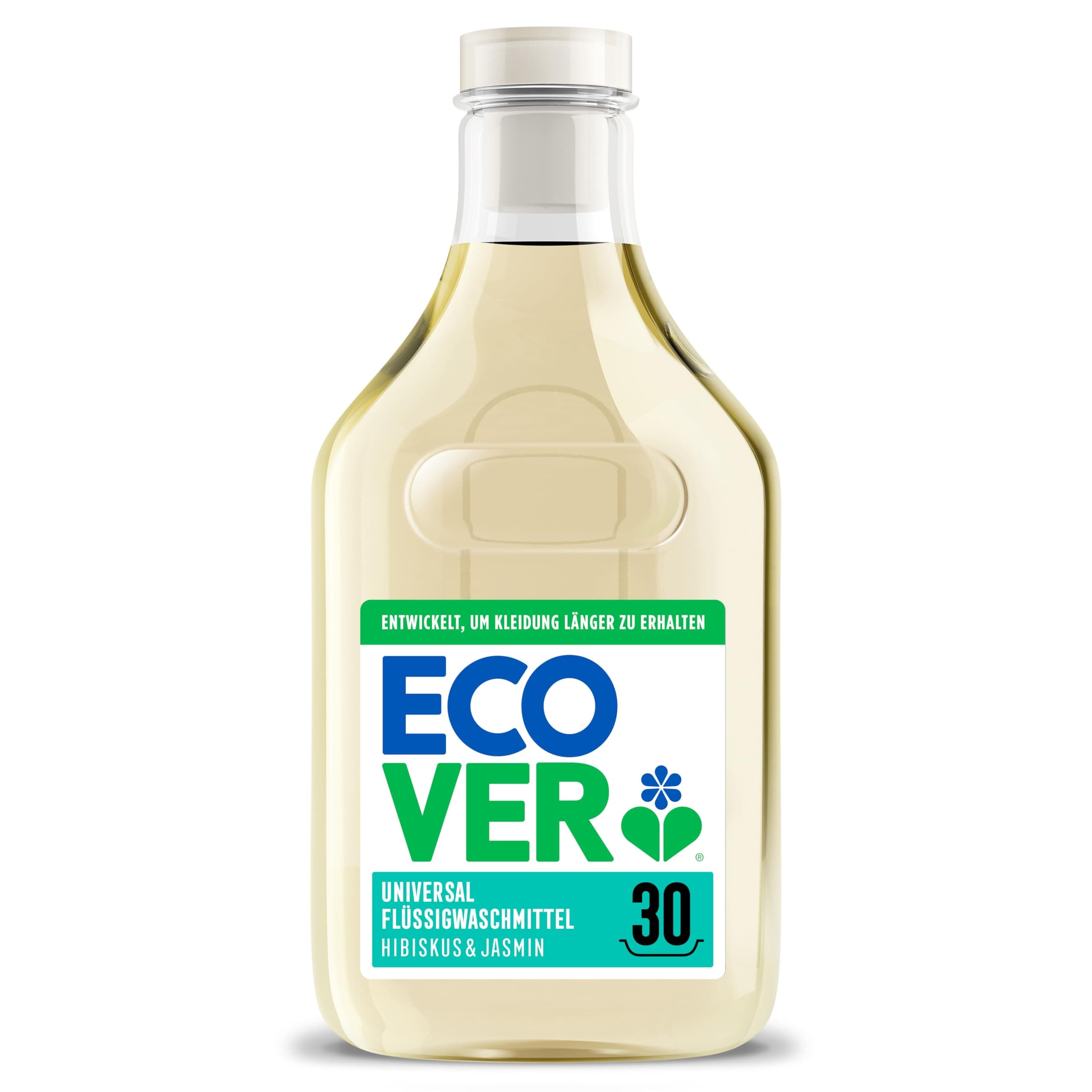 Ecover Waschmittel Universal Hibiskus & Jasmine, flüssiges Waschmittel, pflegendes Vollwaschmittel zum Konservieren und Schützen der Kleidung, 30 Ladungen, 1.5L