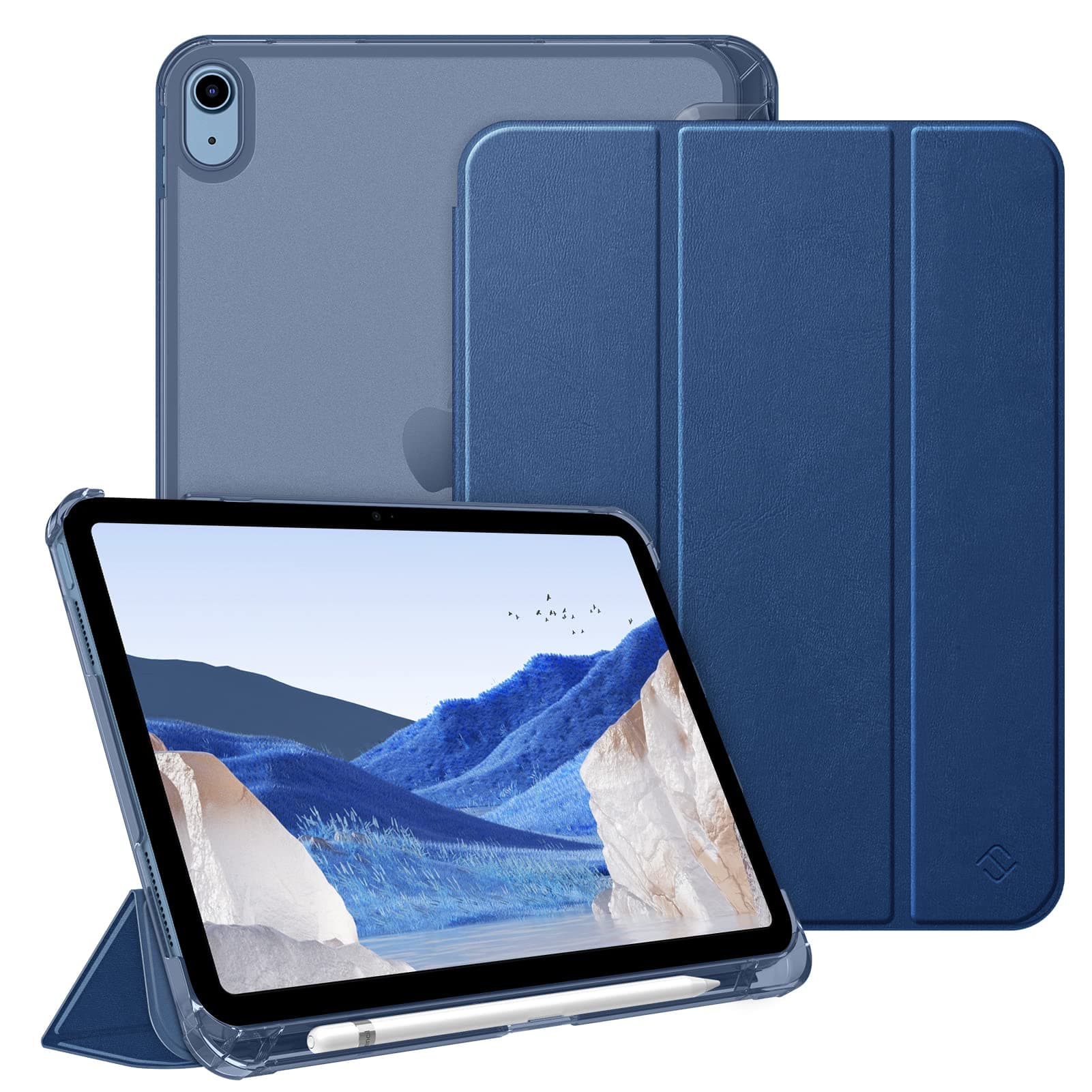 Fintie Hülle für iPad A16 11. Generation 11 Zoll 2025 & iPad 10. Generation 10,9 Zoll 2022 mit Stifthalter – ultradünne, leichte Schutzhülle mit Hart-PC, Transparente Rückseite, Blau
