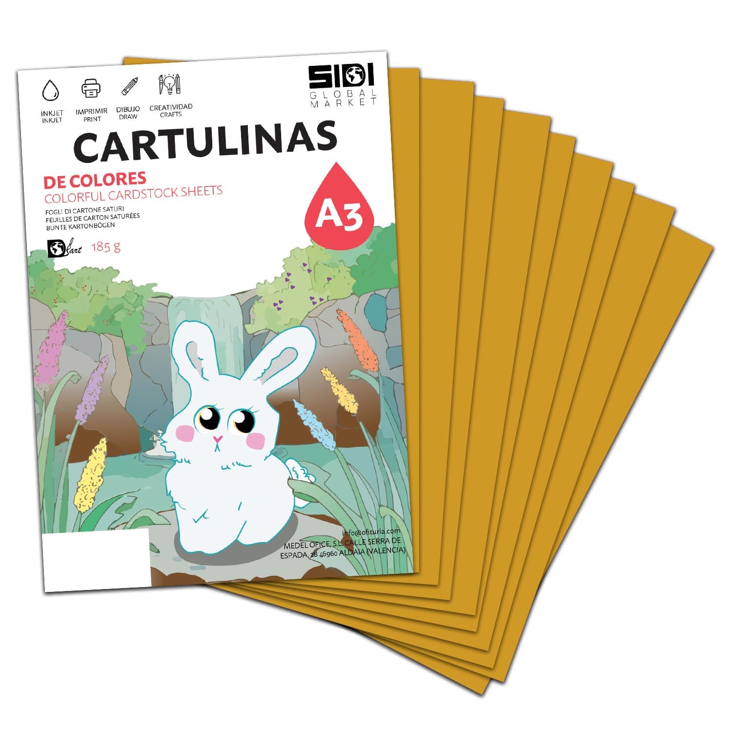 Cartulina A3 Albero 185 g Papel Cartulina para Manualidades, Scrapbooking, Impresora Inkjet y Láser, Cartulina Gruesa – SIDI (albero, 25h)