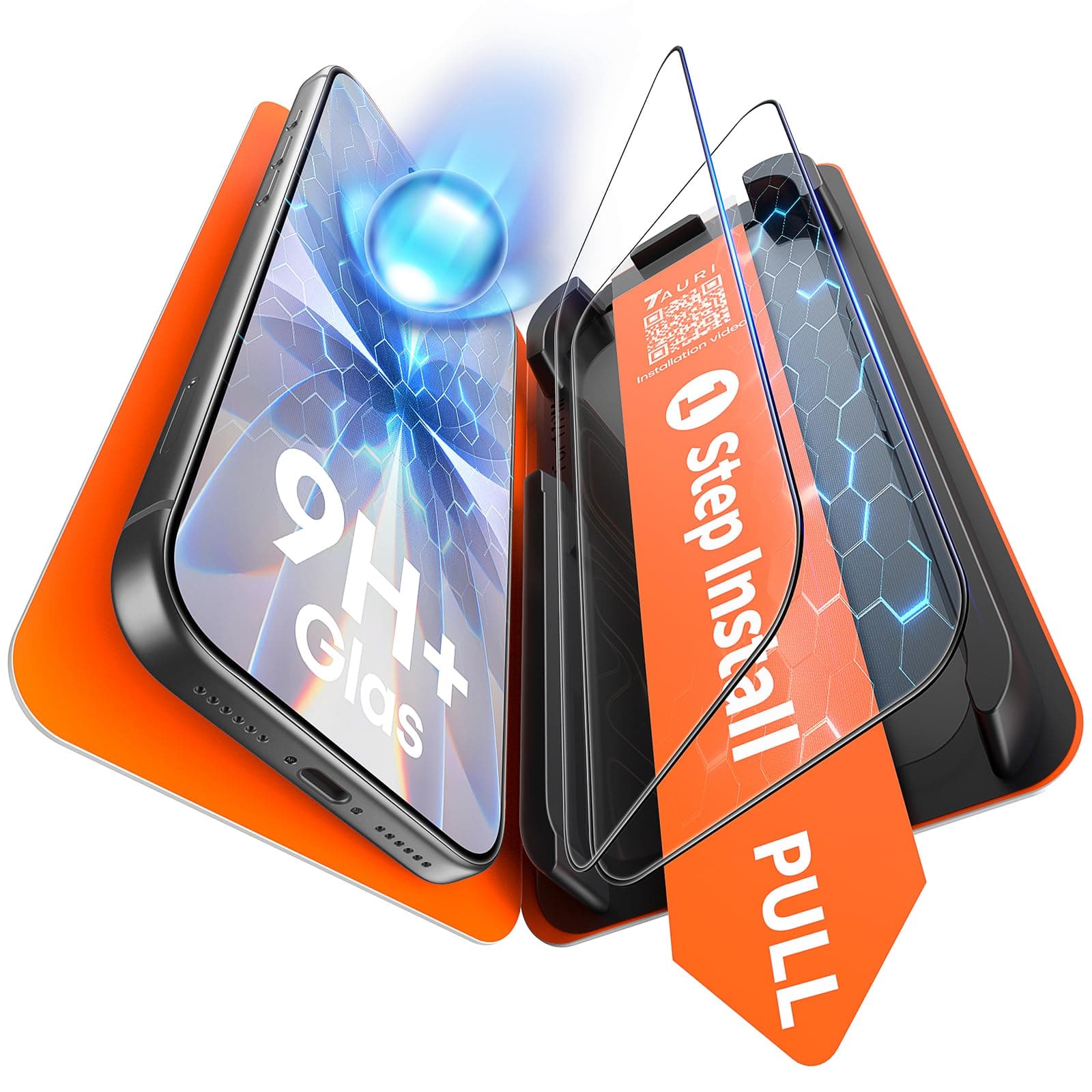 TAURI Lot de 2 Verre Trempé Pour iPhone 17 6,3 Pouces, Sans Bulle, Film en Protection D'écran avec Outil d'Installation Facile,Dépoussiérage Automatique,Résistant aux Rayures