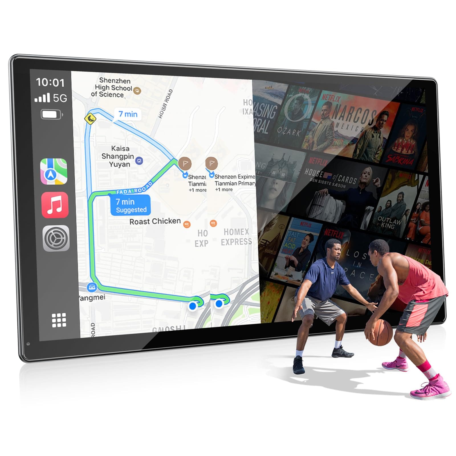 Volam Inalámbrica Pantalla carplay Coche Android Auto con Youtube TIK Tok,Android Pantalla Coche,9'' Pantalla para Coche,HD-Kamera,GPS Navi Siri/G00gle-voice Assistant con iOS10+ Android11+