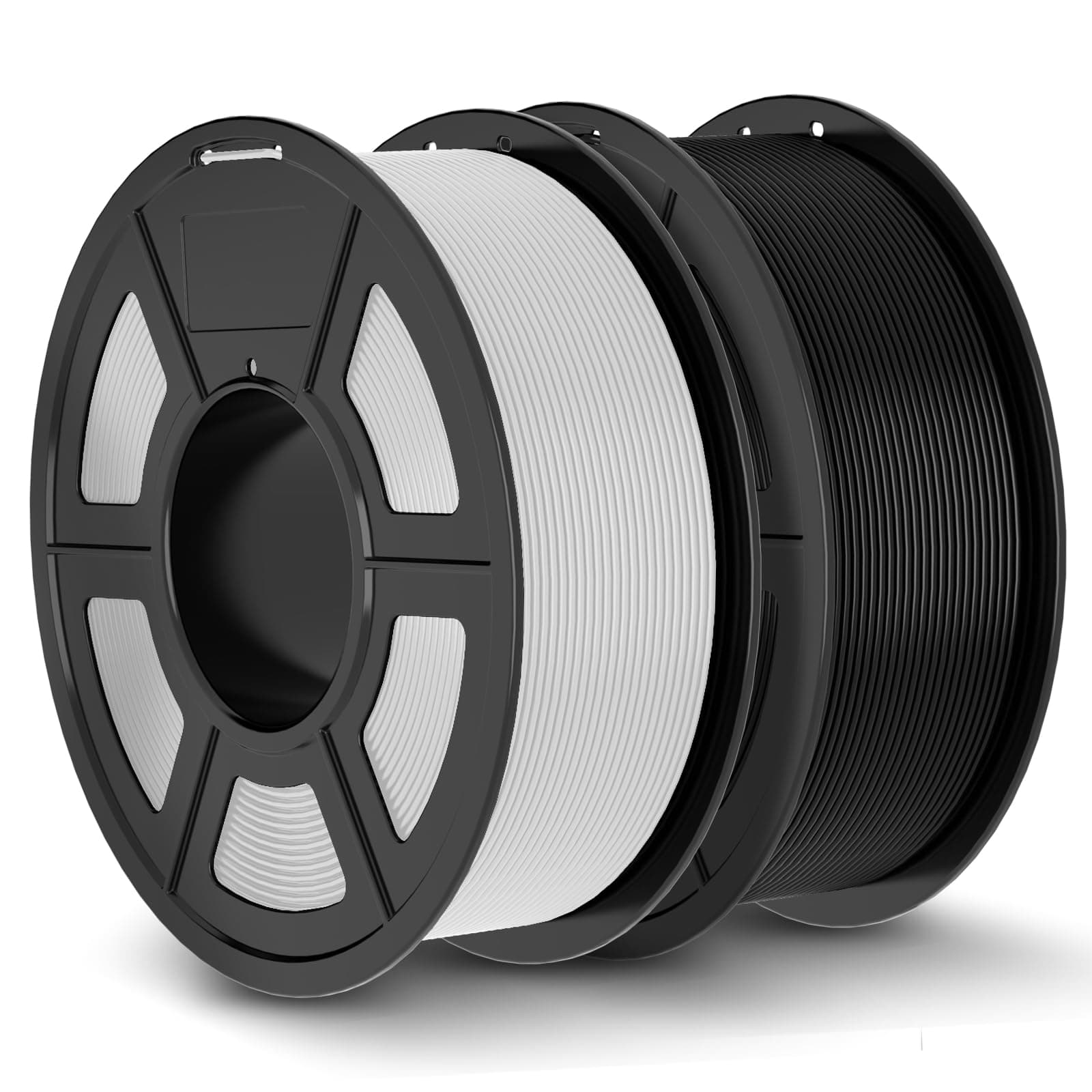 JAYO PLA+ Filamento 1.75 mm – Pack 2 Bobinas Negro+Blanco (2 x 1.1 kg / ~720 m), PLA Reforzado, Alta Tenacidad, ±0.02 mm, Bobinado Ordenado