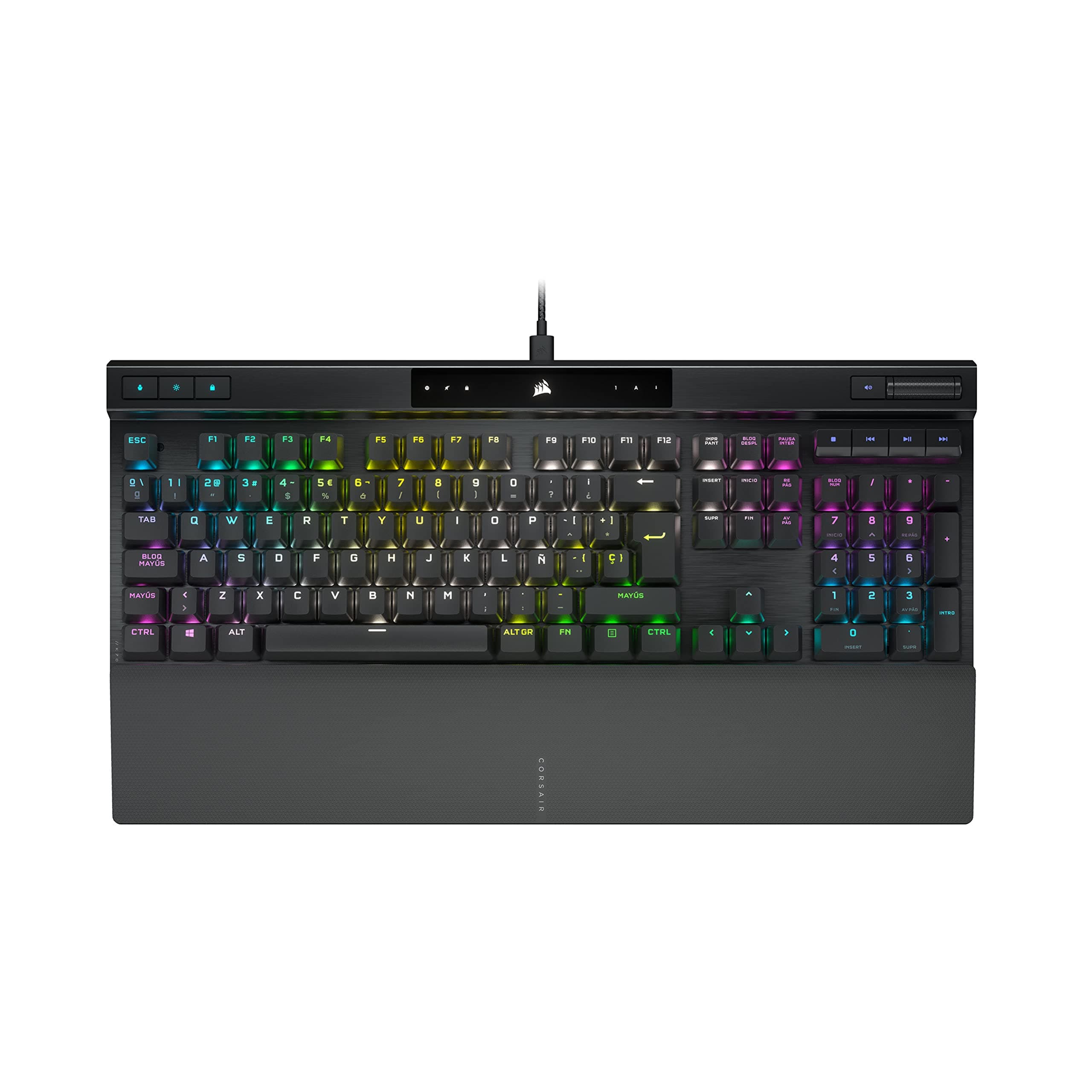 CORSAIR K70 RGB PRO Teclado Mecánico con Cable para Juegos – Interruptores Lineales Cherry MX Red, SOCD, Llaveros PBT Double-Shot, 8000Hz Hyper-Polling, NKRO, Torneo Switch, QWERTY ES – Negro