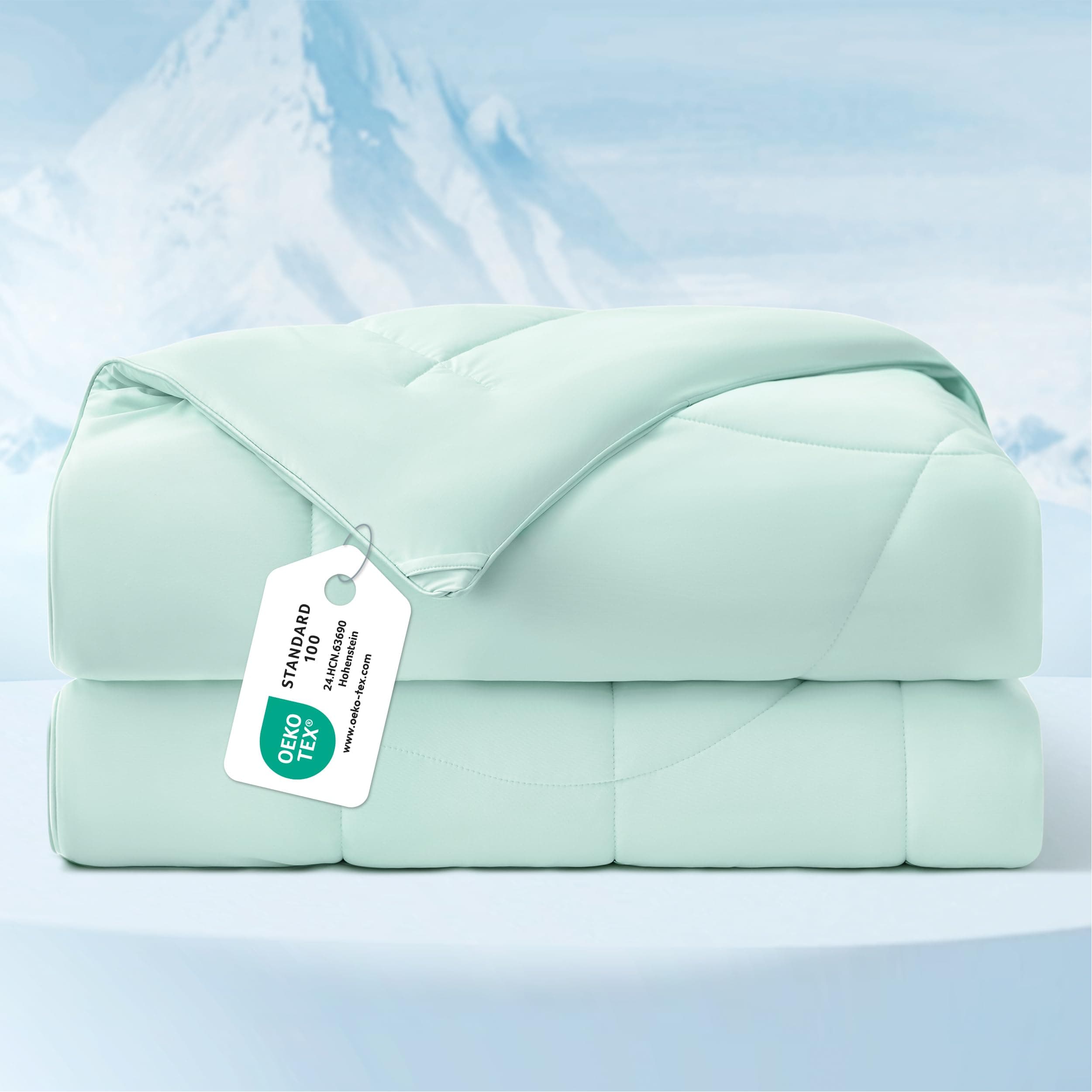 BEDSURE Kühldecke Doppelseitig Sommerdecke 200x200 - Kühlende Bettdecke Arc-Chill Q-Max > 0,4 Kühlende Decke, Leichte & Dünne Sommer Cooling Blanket für Nachtschweiß & Warme Schläfer, Grün