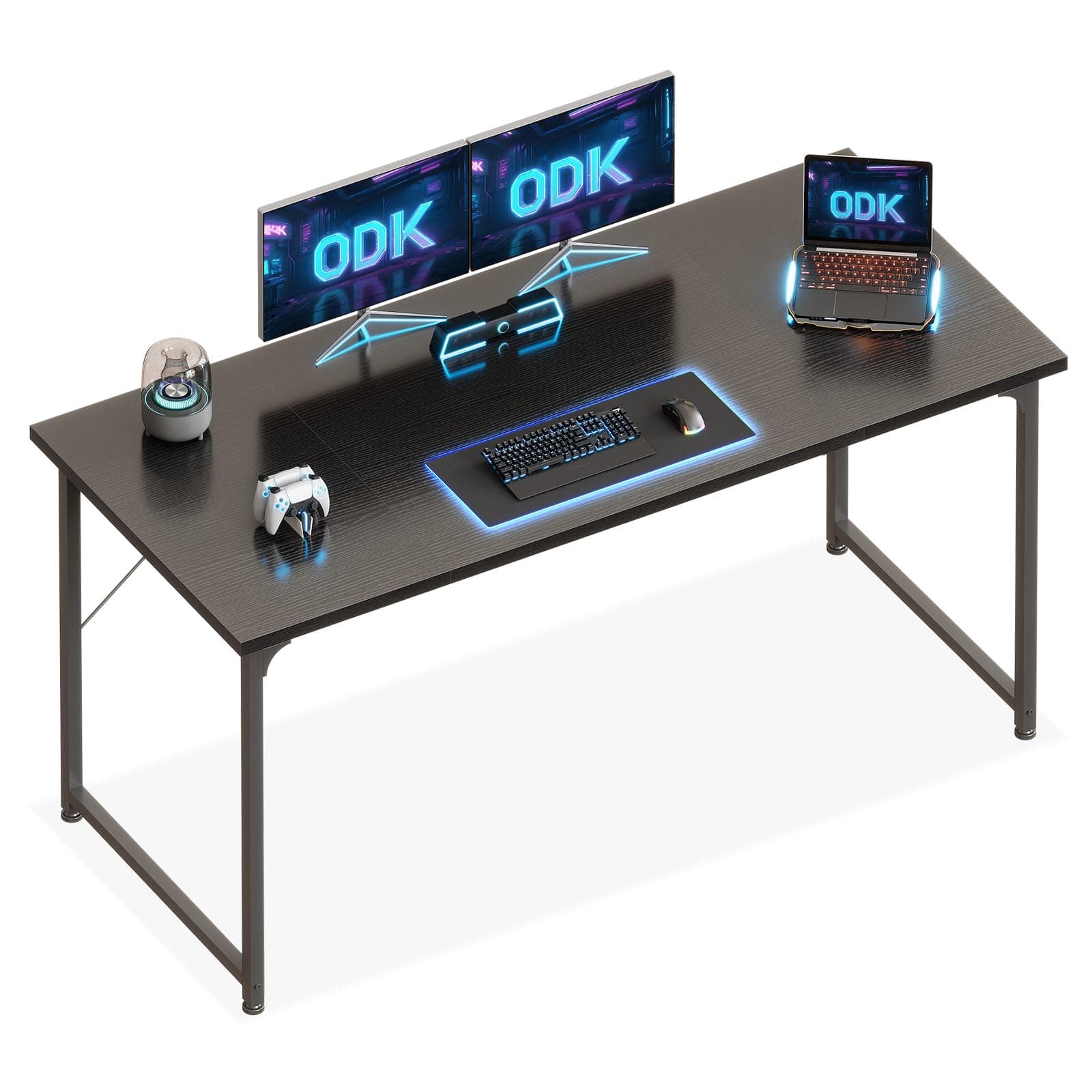 ODK Escritorio, 160x55cm Mesa Oficina Mesa de Estudio Mesa Ordenador con Pies Ajustables Mesa para Oficina, Dormitorio, Negro