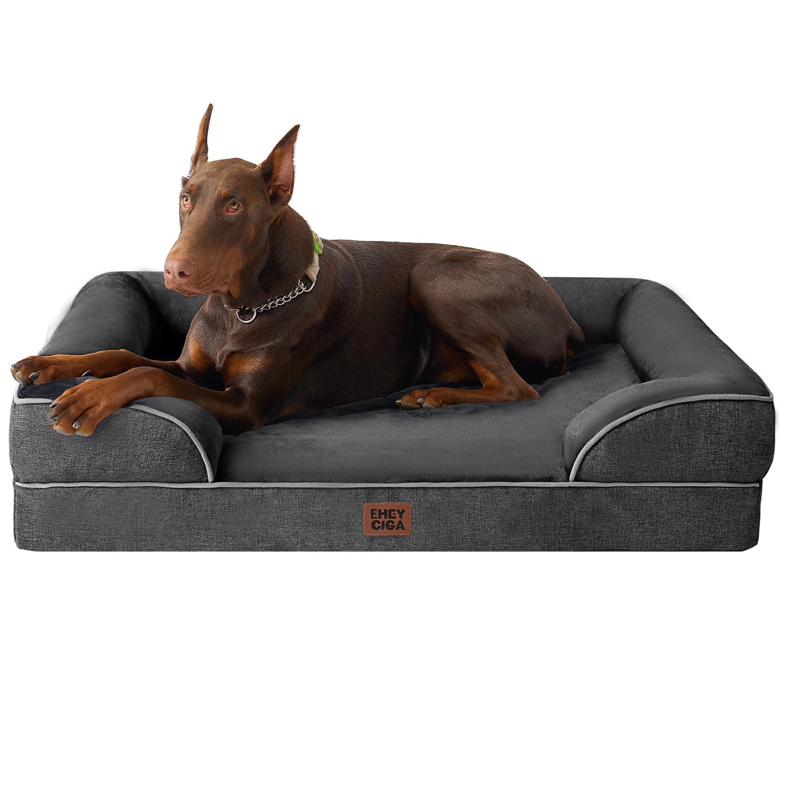 EHEYCIGA Cama Perro Extra Grande 122x89x20cm, Colchon Perro Impermeable Lavable con Espuma Viscoelástica, Sofá Perro Ortopedica Desmontable, Gris Oscuro