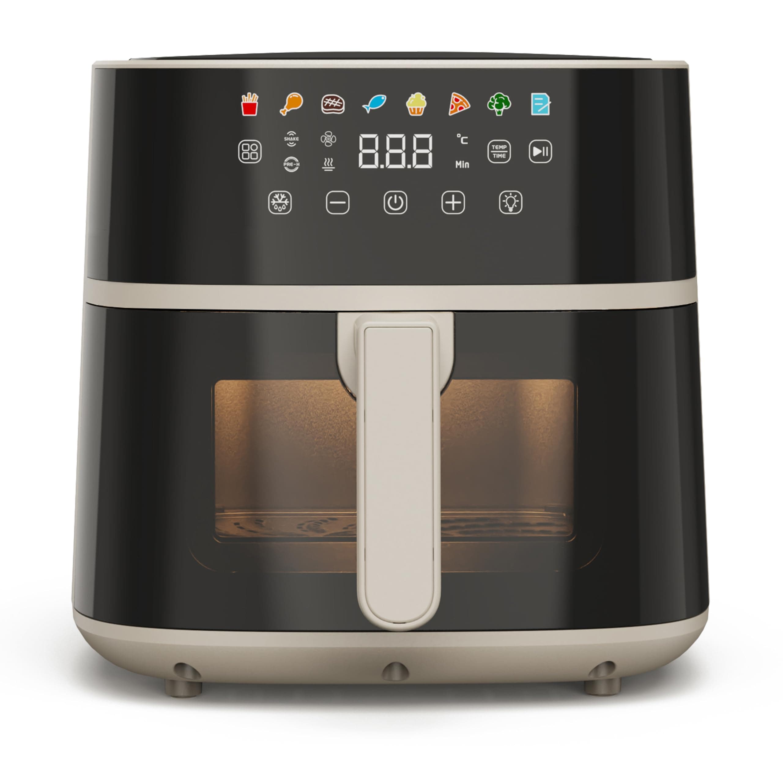 Tognana Iridea, Friggitrice ad aria 6L, doppia resistenza, display digitale, timer, 80-200°C, finestra, 1700W, Champagne