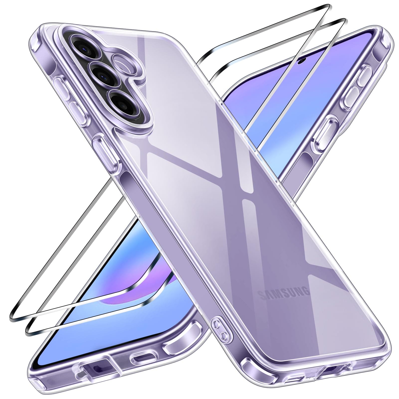 iVoler Cover Trasparente per Samsung Galaxy A57 5G, con 2x Pellicola Vetro Temperato, Anti-Ingiallimento e Protezione Militare Antiurto, Sottile