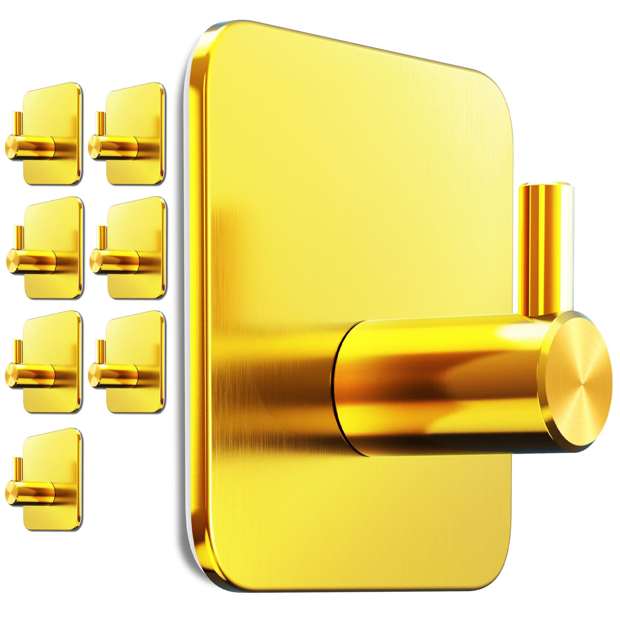 Menz Portasciugamani senza foratura, set da 8 pezzi – Porta asciugamani da bagno in acciaio inox, gancio adesivo in acciaio inox, gancio con cuscinetti adesivi impermeabili, gancio autoadesivo come