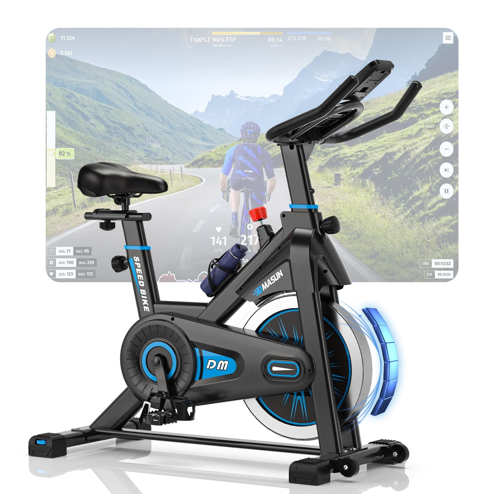 2025 DMASUN Cyclette da Casa, Cyclette per Casa con Resistenza 0-100%, Volano da 15kg, Sistema di Ammortizzazione, Schermo LCD, Supporto fino a 160kg