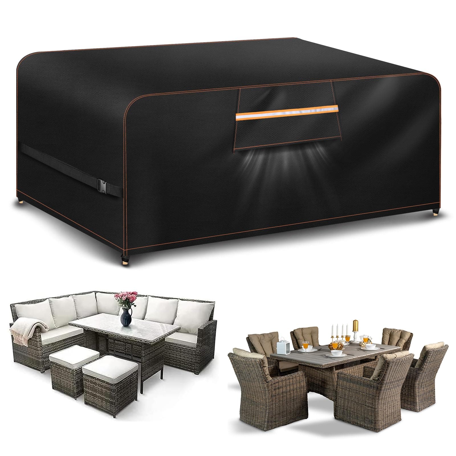 Housse Table De Jardin Avec éVent D’Air 420D Oxford Housse Protection Salon De Jardin Protection Table Exterieur 180x120x74CM Exterieur Impermeable RéSistance Au Vent