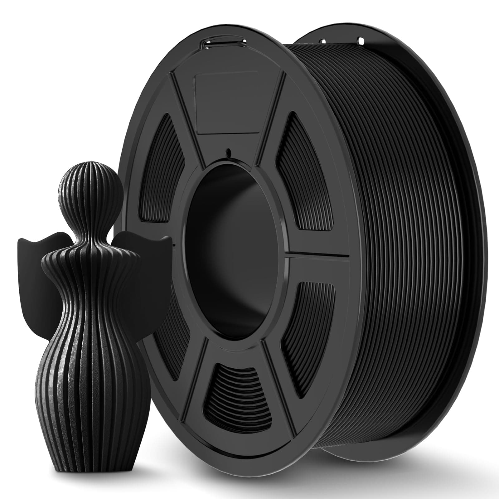 JAYO PLA+ Filamento 1.75 mm para Impresora 3D – Filamento PLA Reforzado, Alta Tenacidad (no se rompe fácilmente), 1.1 kg (2.42 lbs) / ~360 Metros, Precisión ±0.02 mm, Bobinado Ordenado, Color Negro | La fórmula PLA+ mejorada cuenta con una mayor dureza y resistencia al impacto para modelos impresos más duraderos