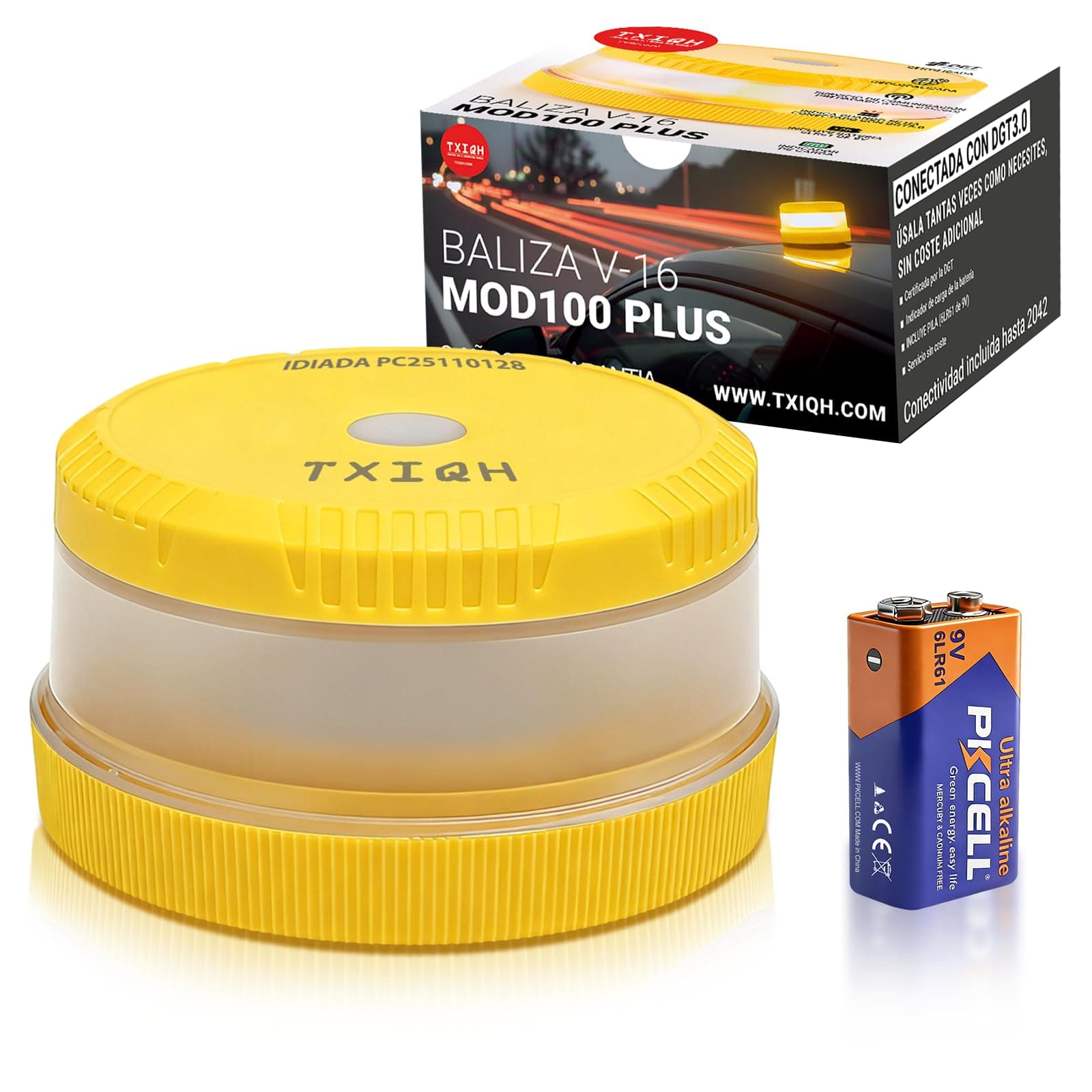 Baliza v16 homologada dgt con Geolocalización, Obligatoria 2026, Baliza Coche Conectada DGT 3.0, Datos Gratis hasta 2042