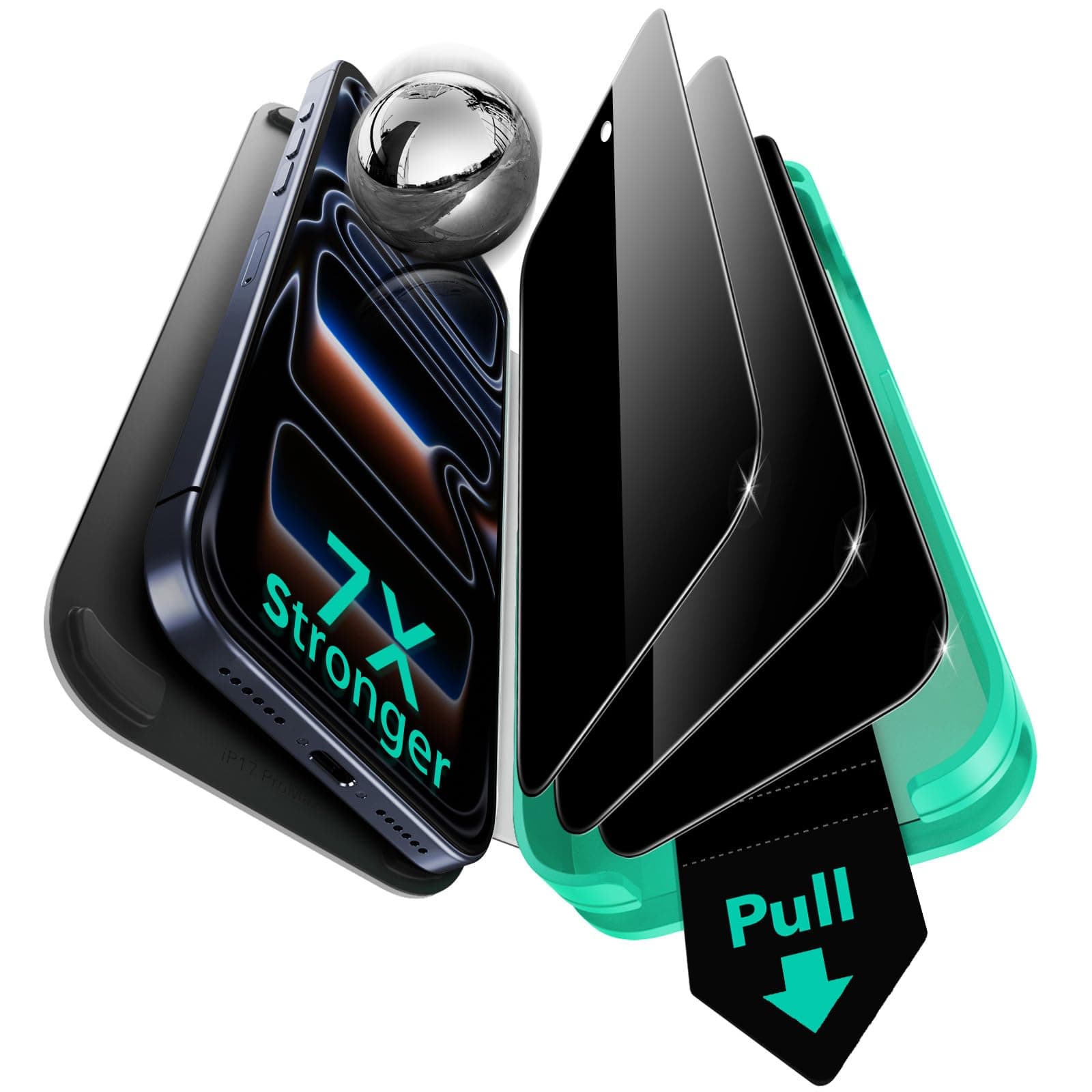 ESR für iPhone 17 Pro für Panzerglas Sichtschutz [3 Sekunden Schnellinstallation], HD klar, Armorite gehärtetes Glas mit einfacher Befestigung für iPhone 17 Pro, hüllenfreundlich, 3 Stück