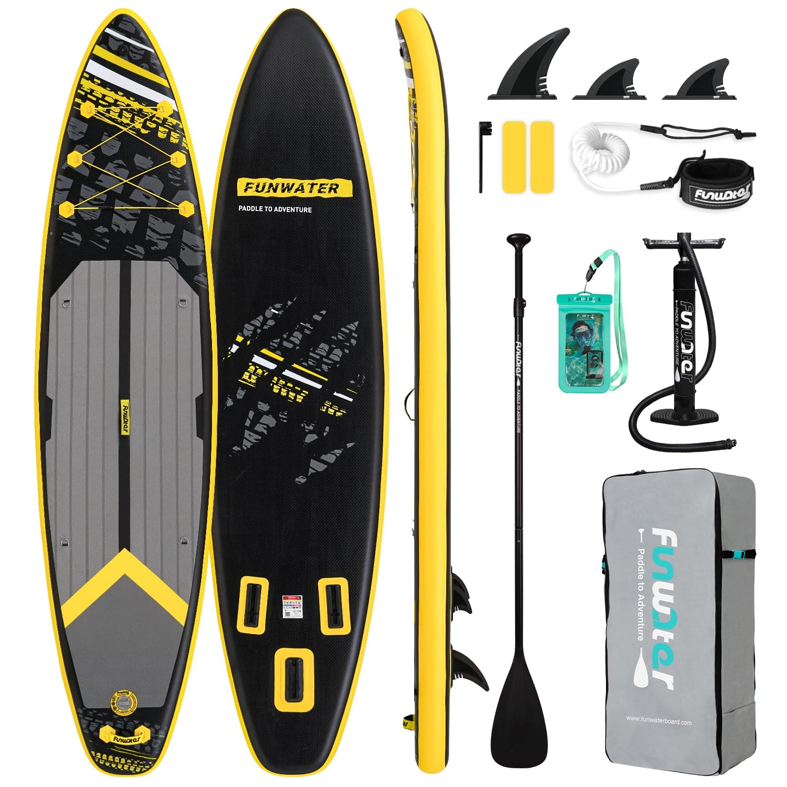 FunWater Tabla de Surf Hinchable Sup,with Bomba, PaletaMochila de Viaje,Correa para el pie,Bolsa Impermeable para teléfono móvil