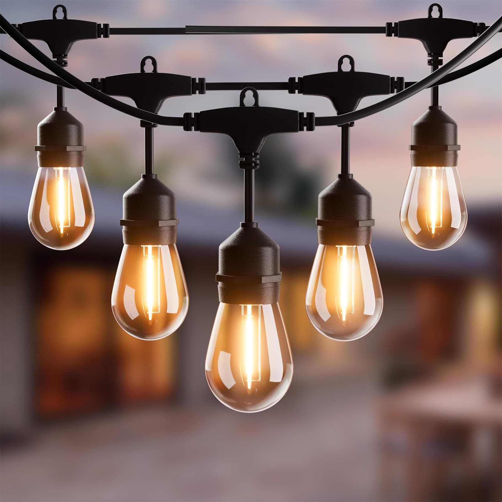 Yuucio S14 Catena Luminosa Esterno Di Luci A Led Da 15m Per Esterni Impermeabile, IP65 Con 15+1 80lm, 1 W, In Plastica, 2700 K, Luce Bianca Calda, Per Giardino Terrazza Matrimoni