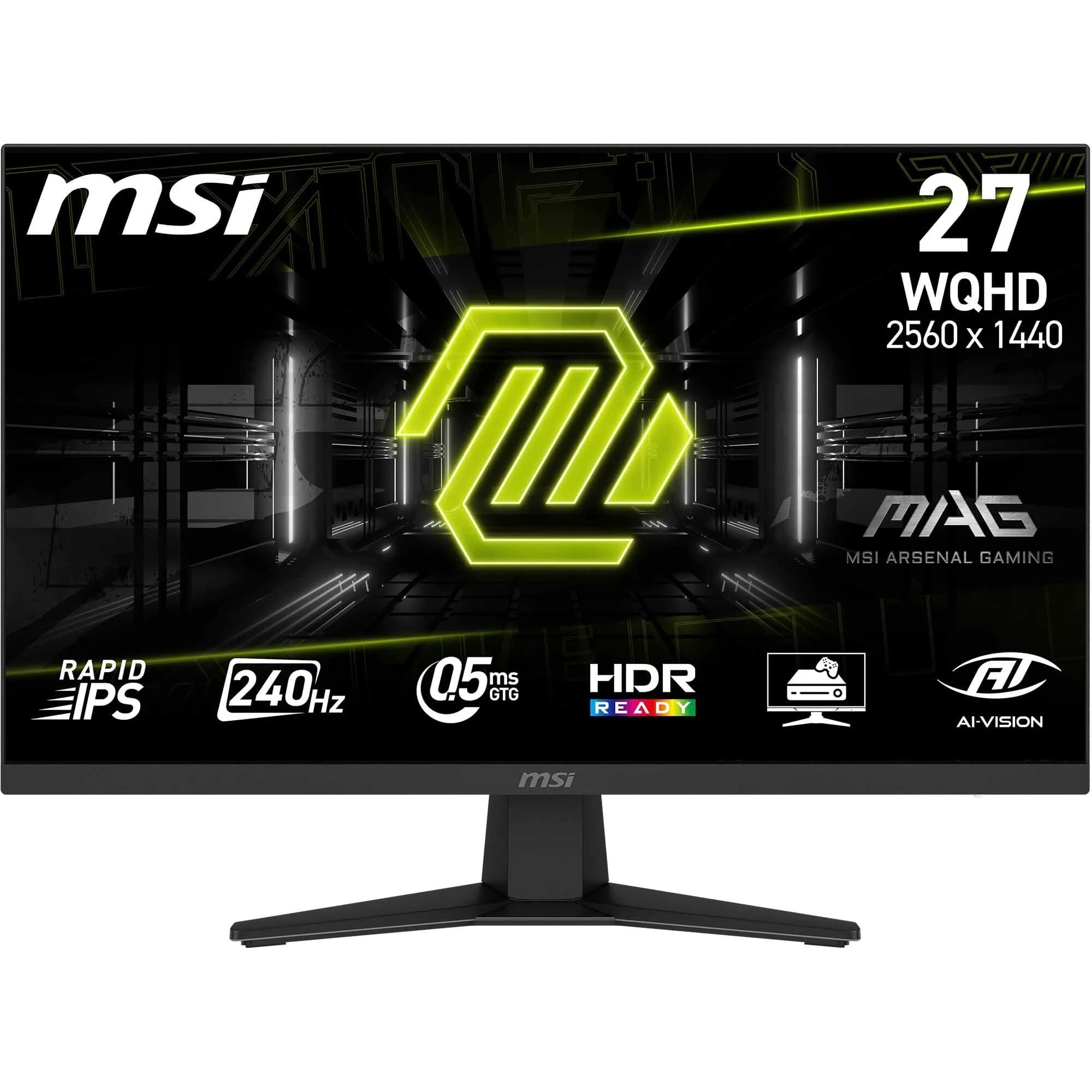 msi MAG 274QF X24 Monitor Gaming 27" WQHD – 2560x1440 Rapid IPS, 240Hz, 0,5ms, HDR Ready - AMD FreeSync Premium, Eye Care, AI Vision, HDMI 2.0b, DP 1.4a, Supporto Inclinabile, VESA Mount, Nero