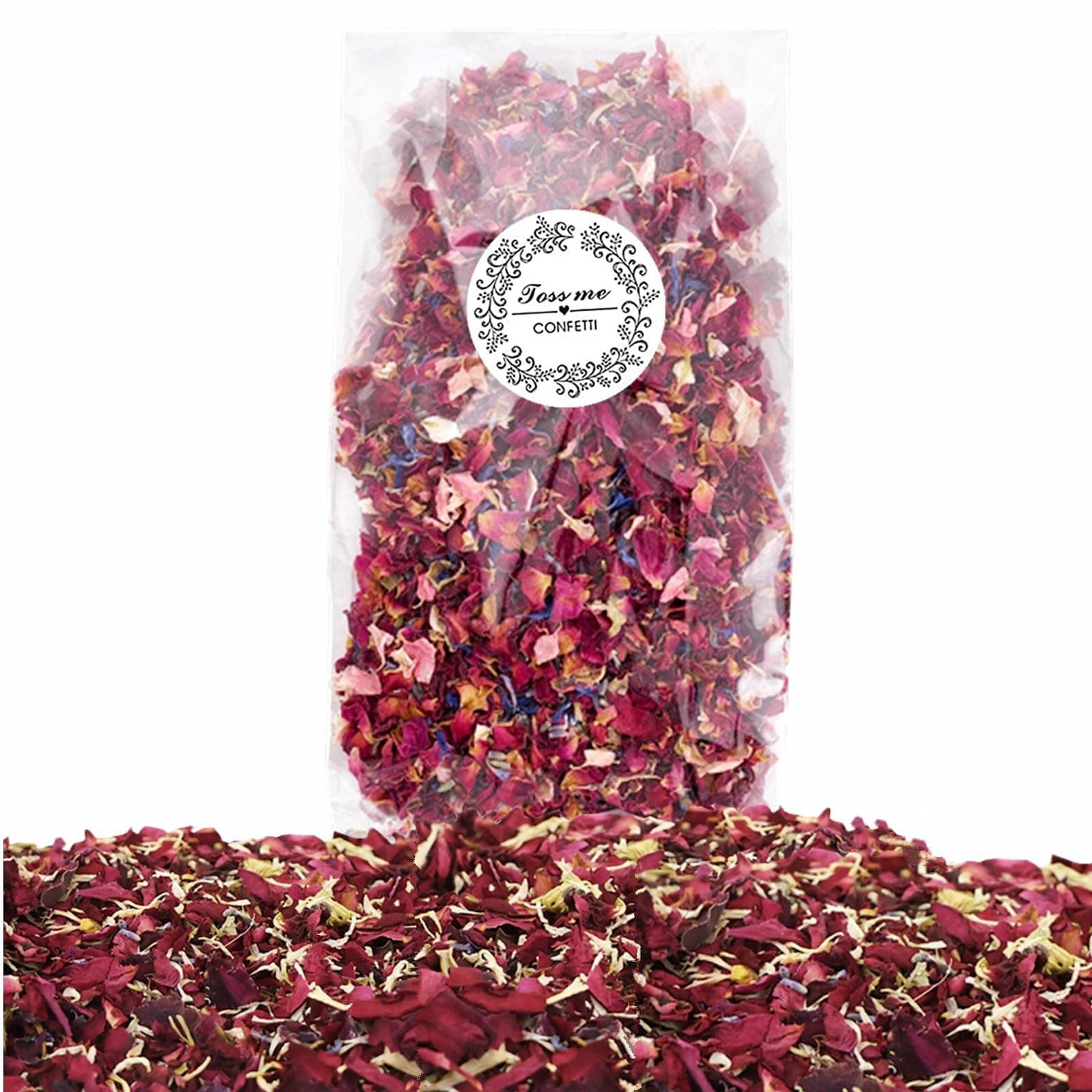 FINEVERNEK 1 Litre Confettis de Pétales de Mariage, Naturels Jetant de Fleurs Séchées de Rose, Décoration de Mariage